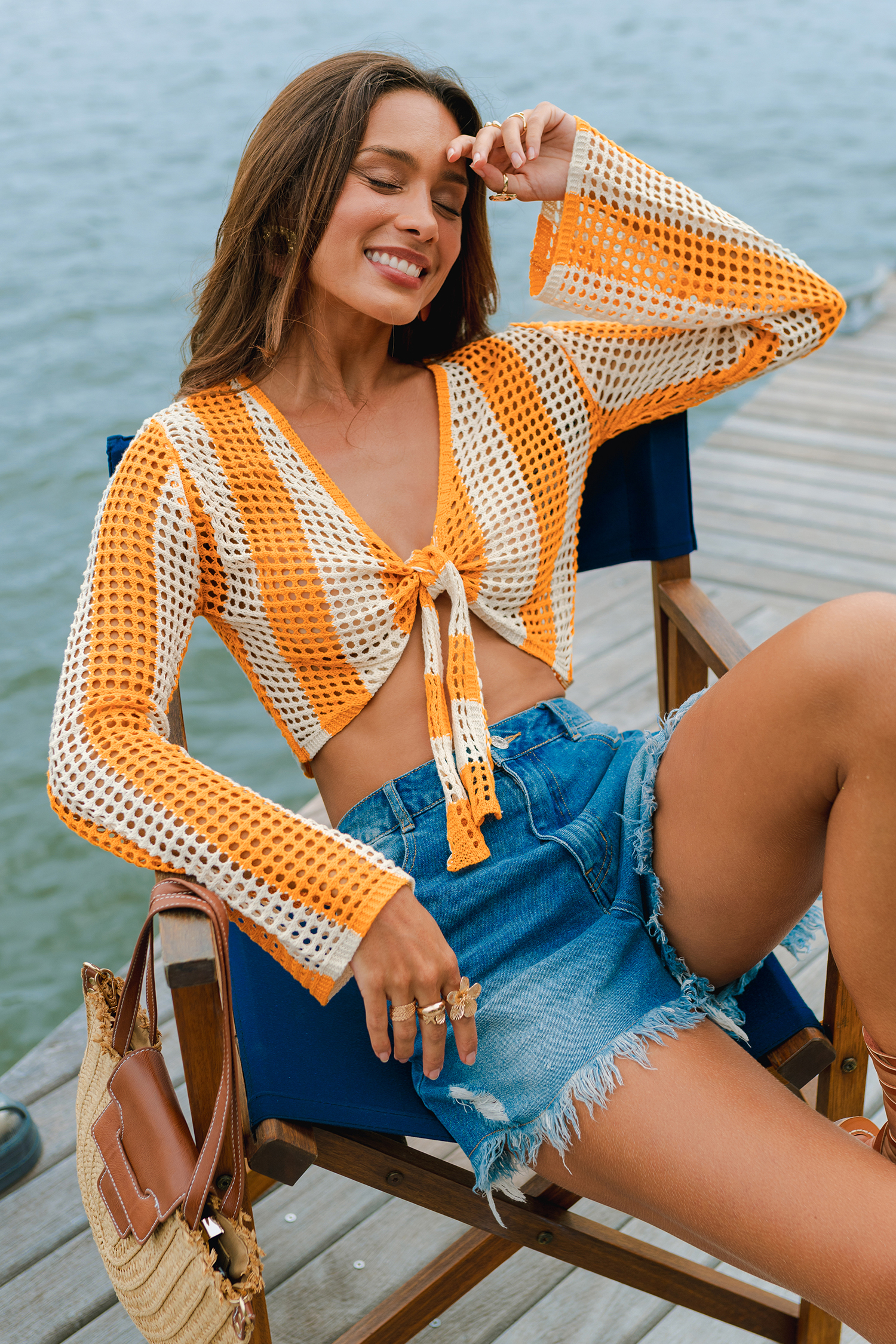 In the Groove Striped Cover-Up Top