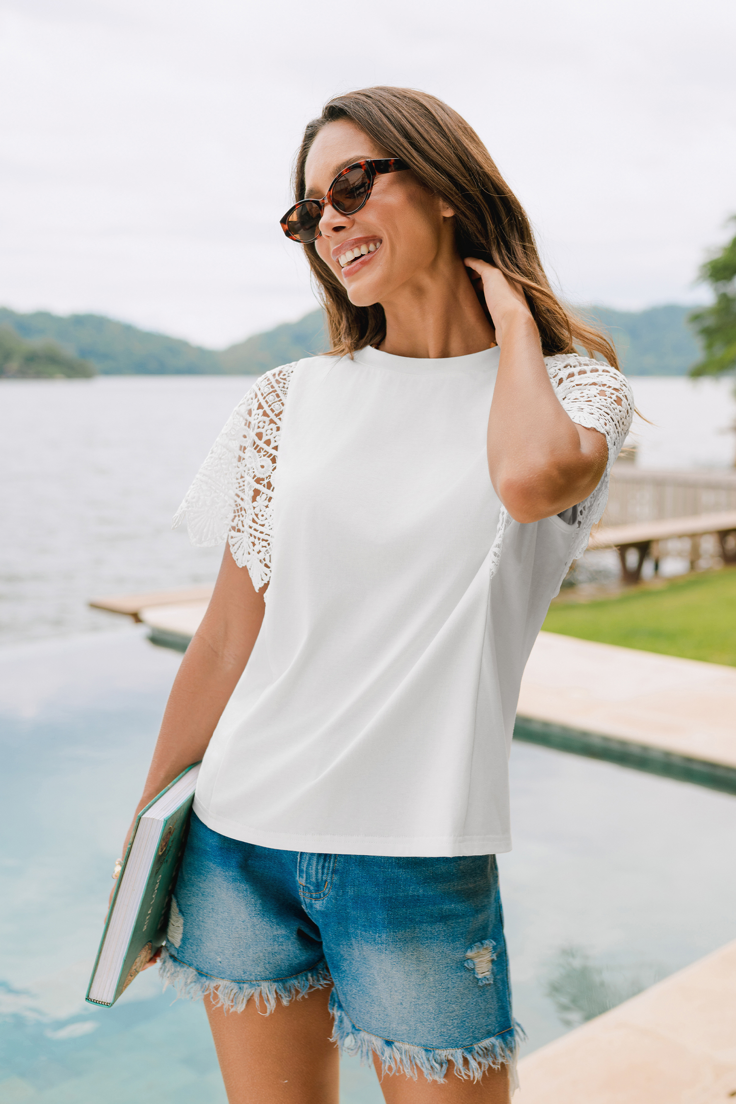 Weißes Kurzarm T-Shirt