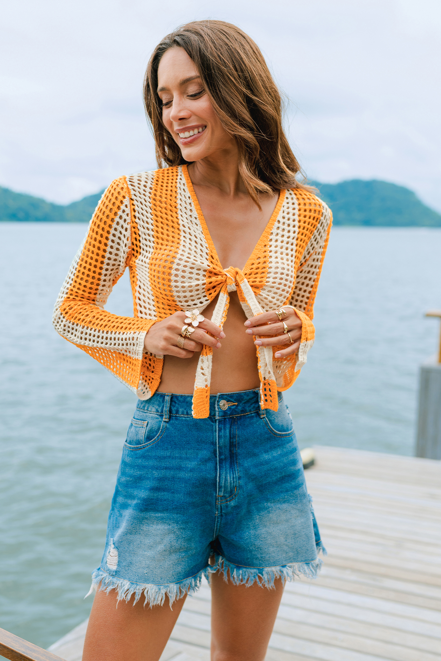 In the Groove Striped Cover-Up Top