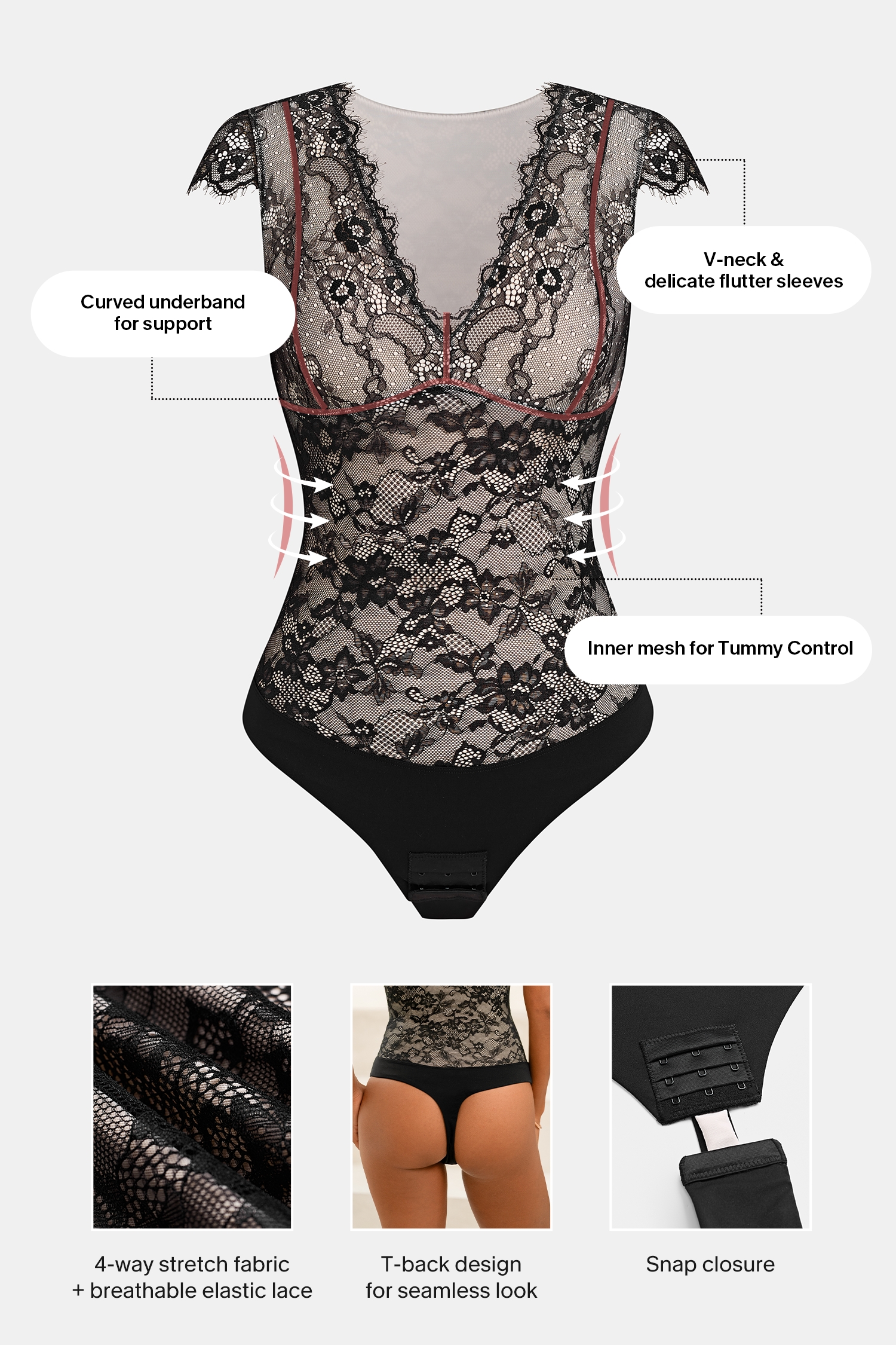 Public Eye Black Shapewear Bodysuit