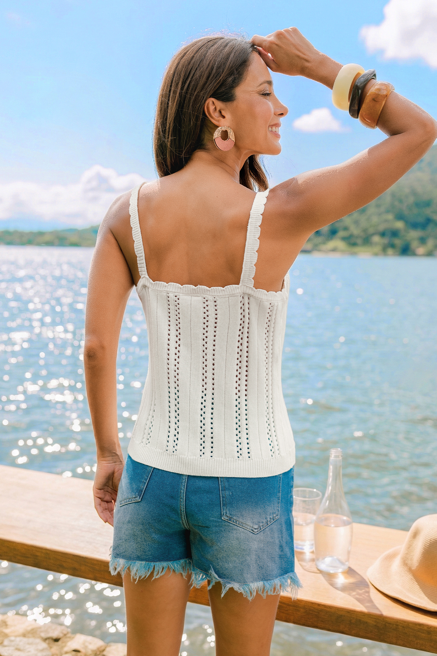 Weißes Ärmelloses Cami-Top