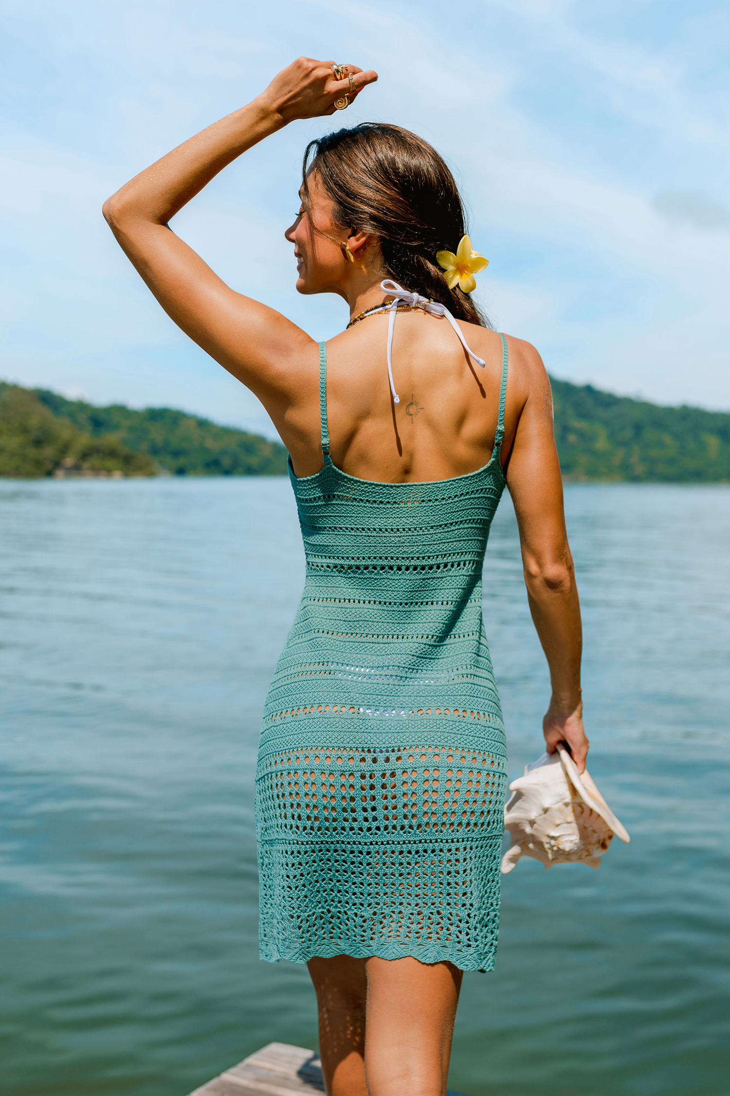 Key Lime Green Cover-Up Mini Dress