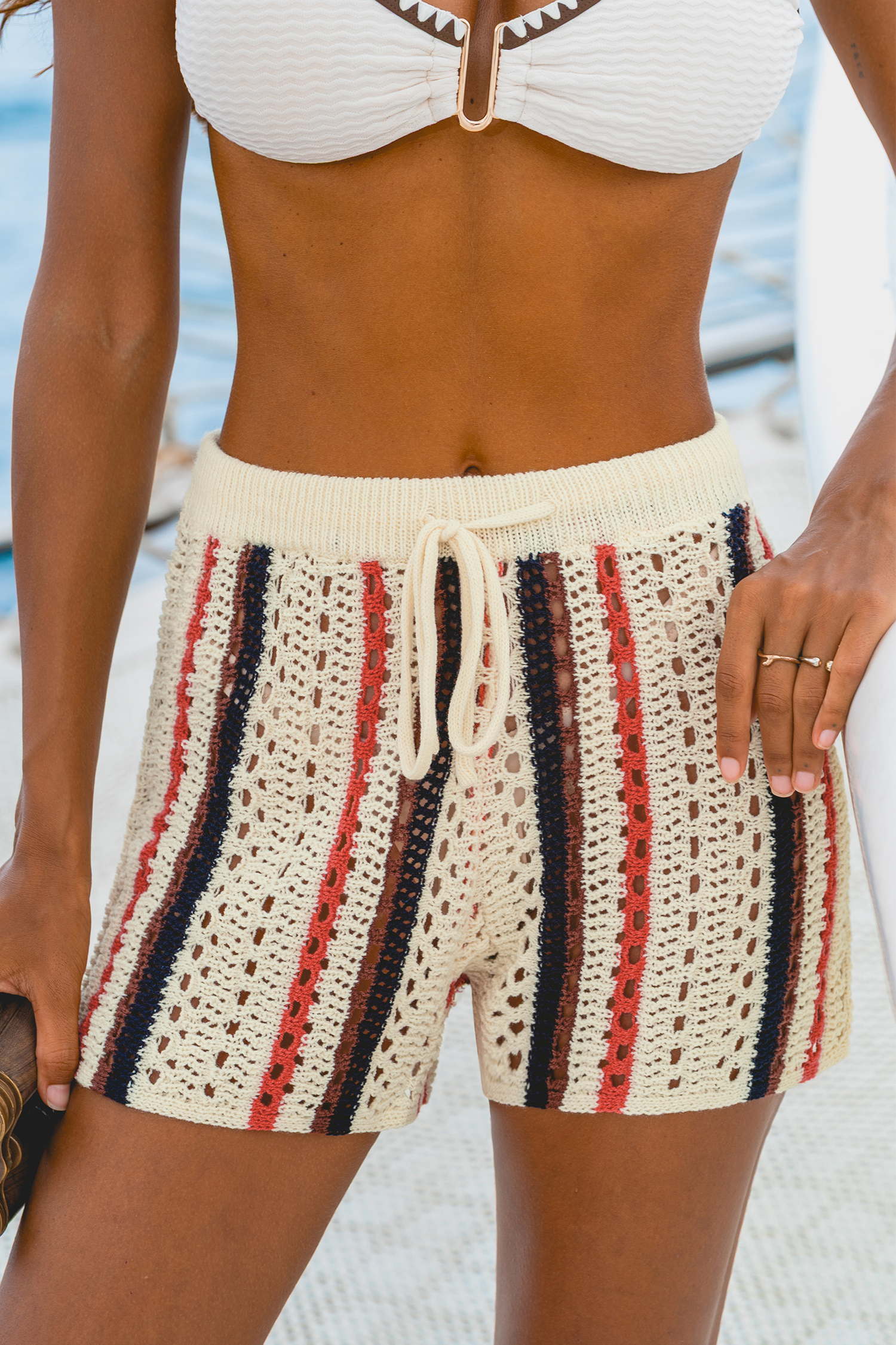 Up in Smoke Striped Cover-Up Shorts