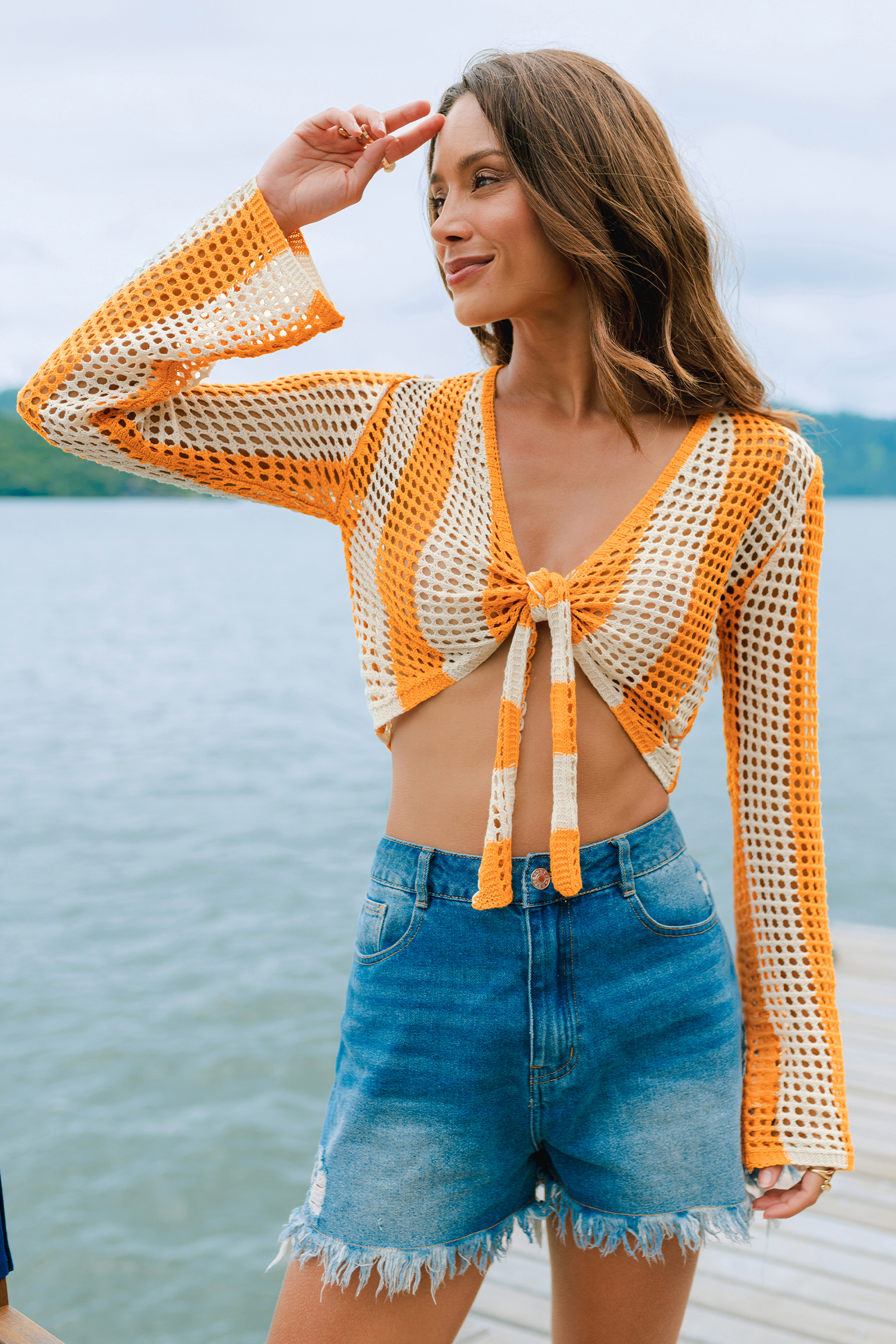 In the Groove Striped Cover-Up Top