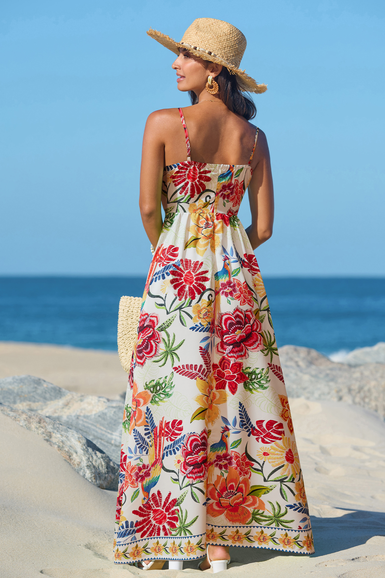 Vibrant Oasis Tropical Maxi Dress