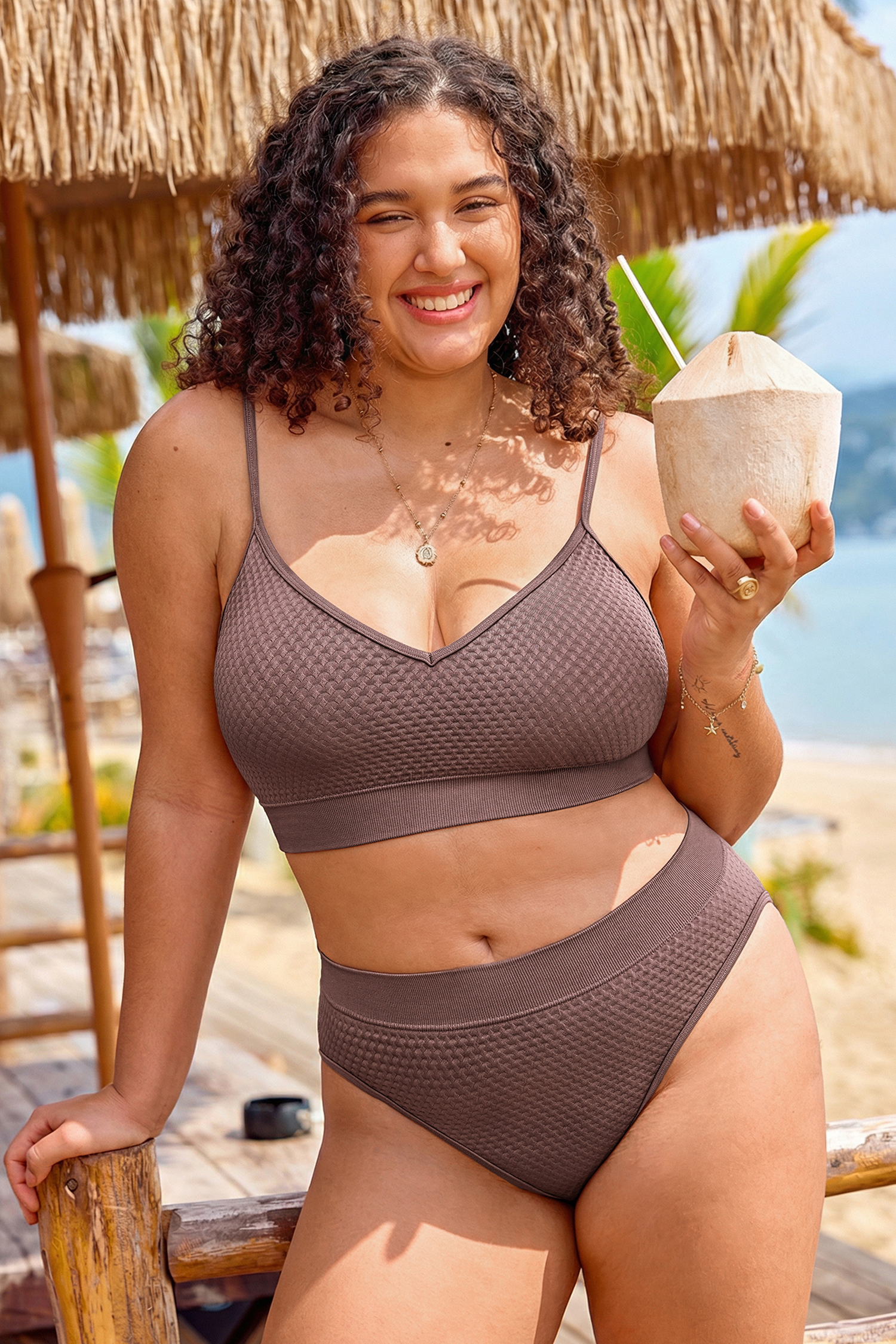 Cocoa Hour Brown Bikini Set