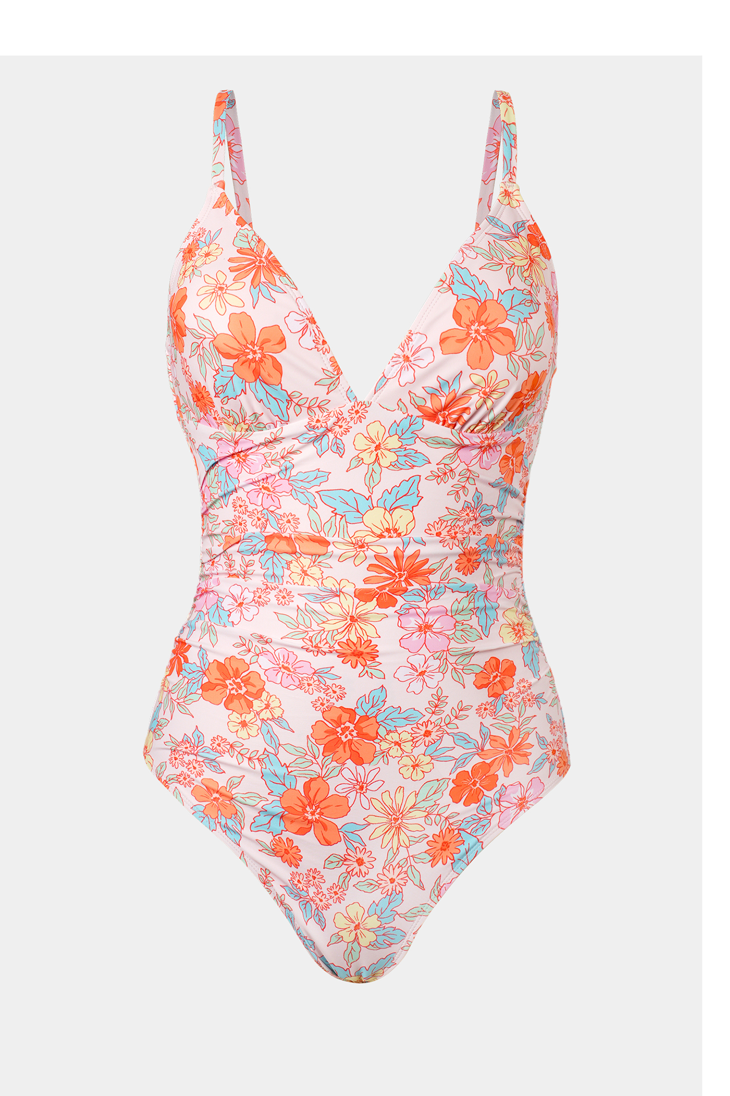 Retro Floral V-Neck Tummy Control One-Piece