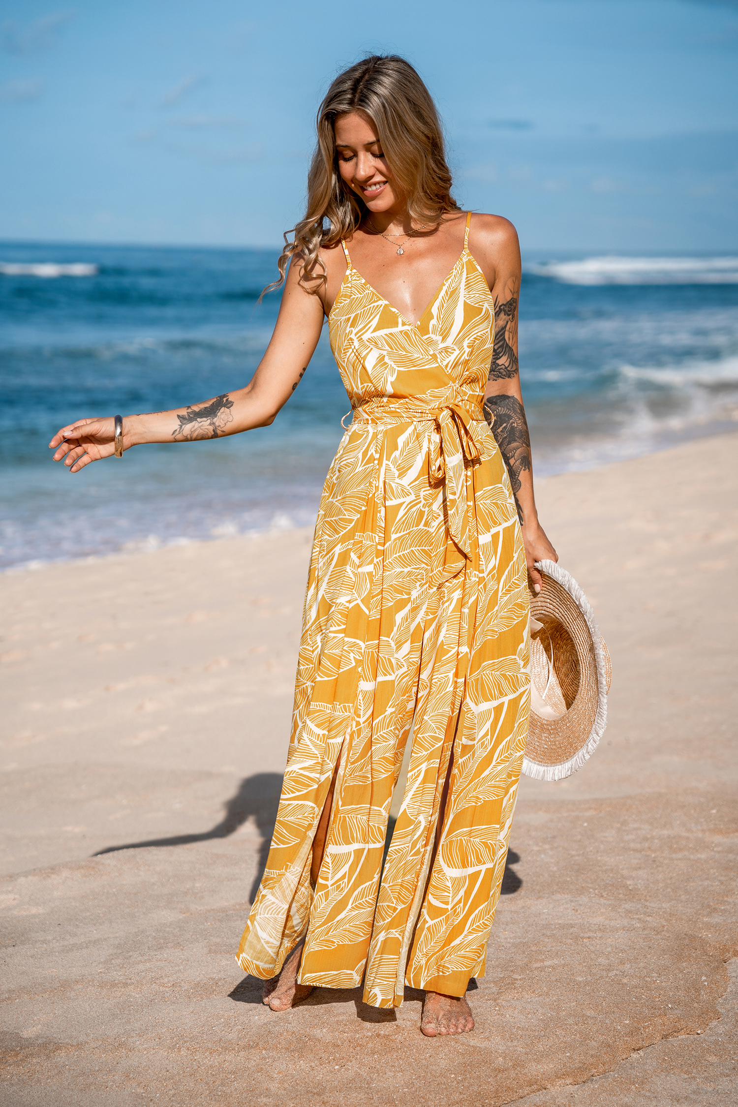 Tropical Sunshine Sleeveless Wide Leg Jumpsuit