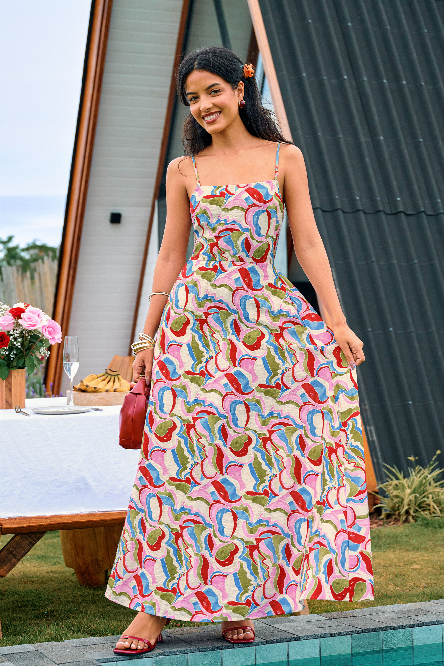 Virtual Paradise Abstract Maxi Dress