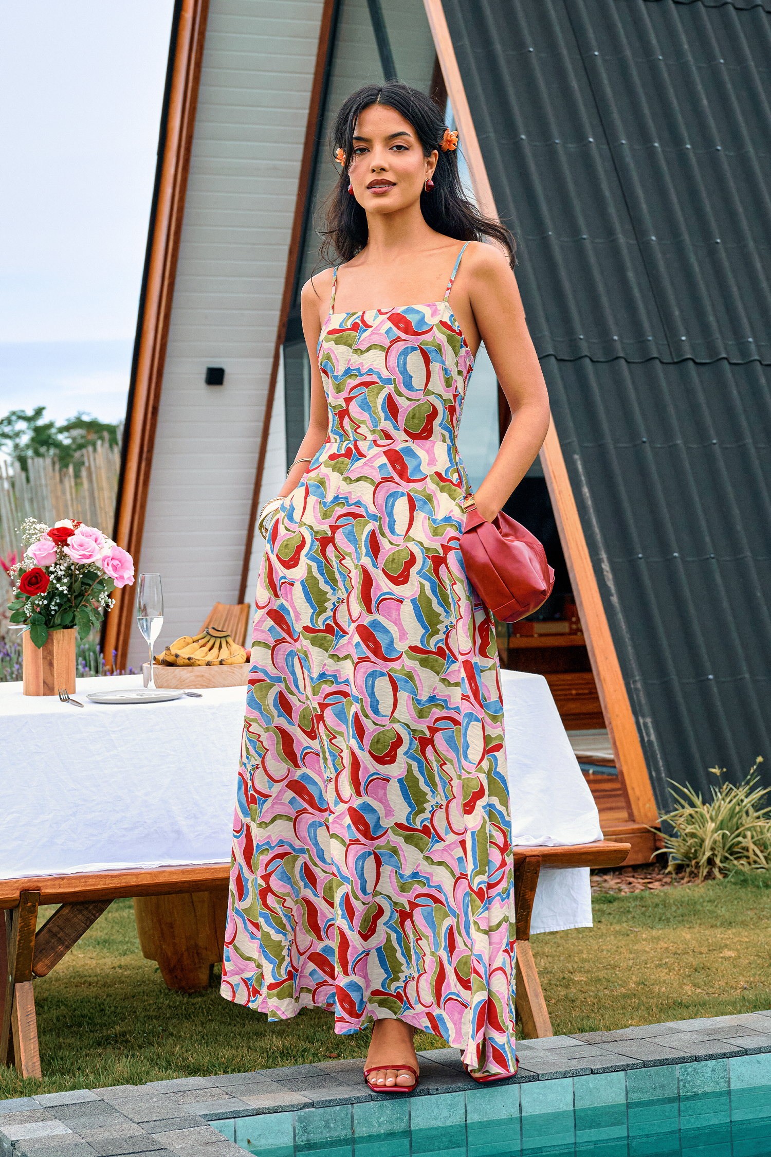 Virtual Paradise Abstract Maxi Dress