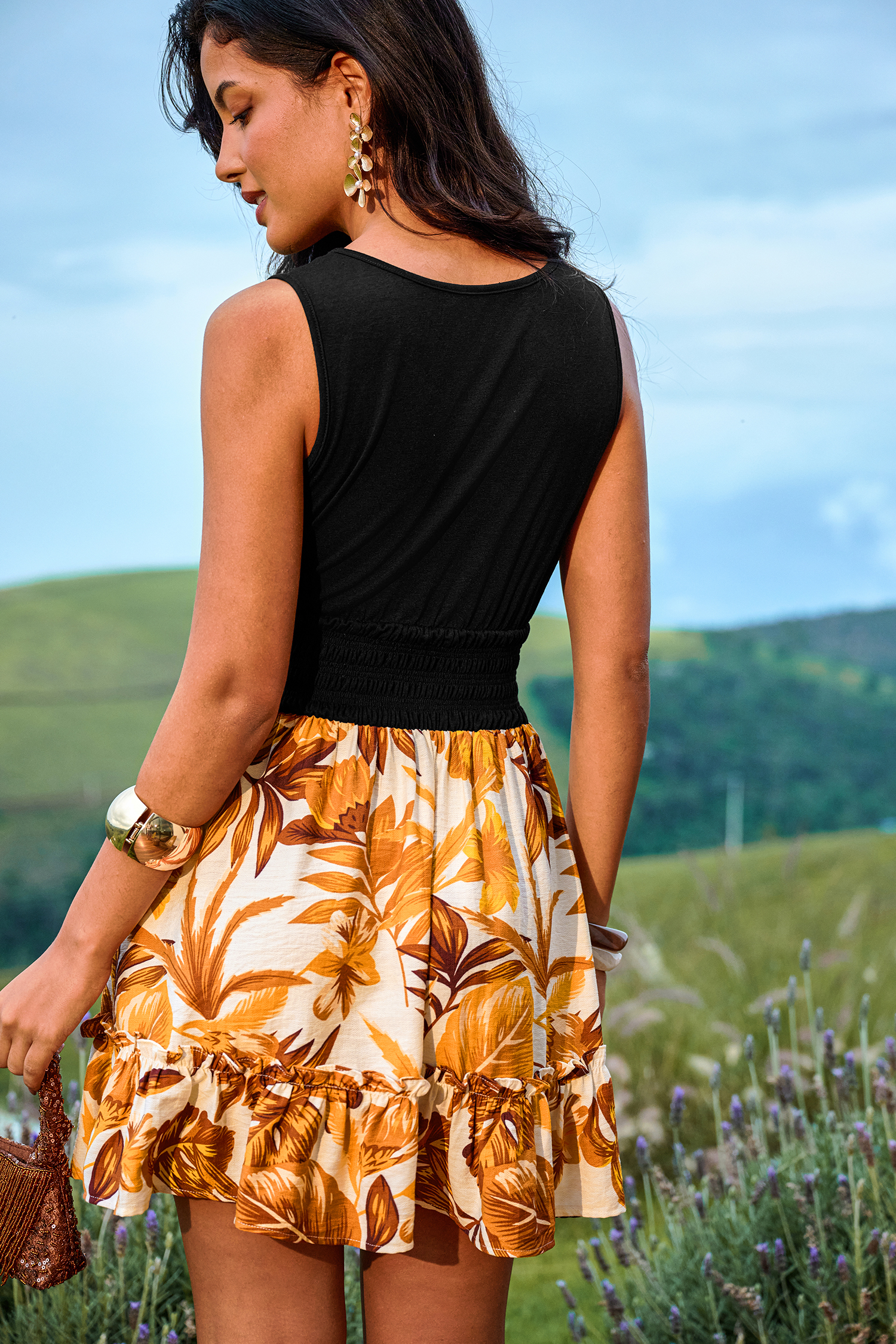 Mini abito tropicale dalla luce che svanisce