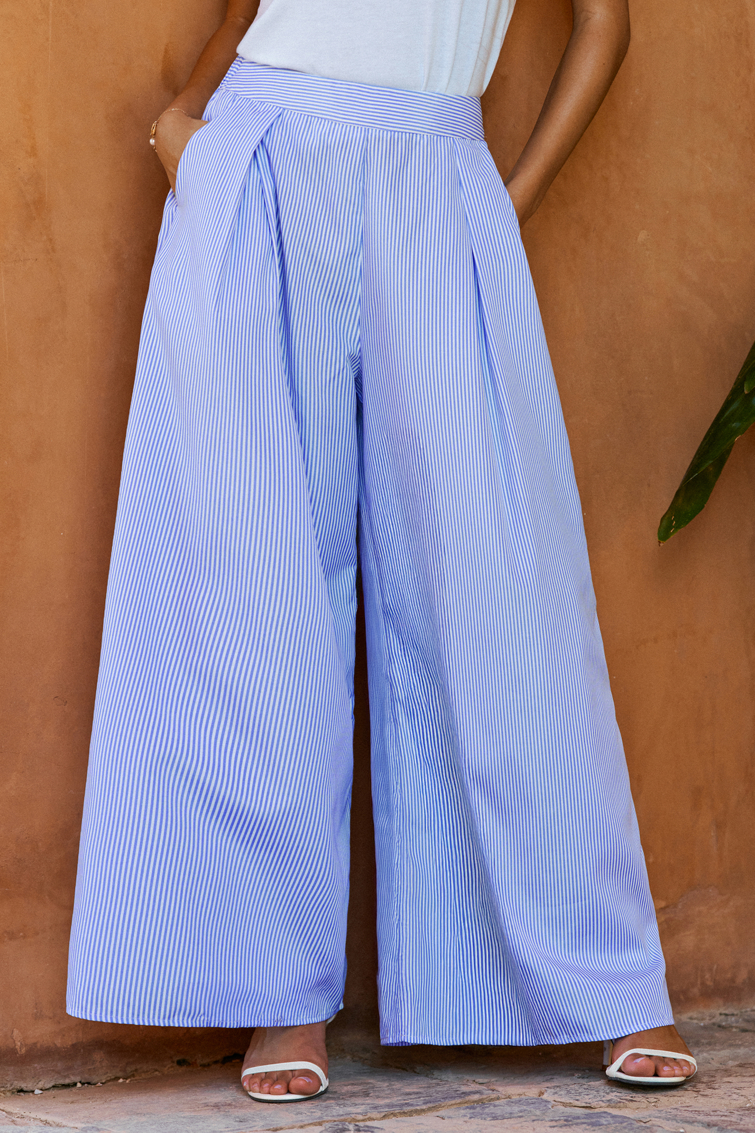 Cupshe Serene Striped Pants In Blue