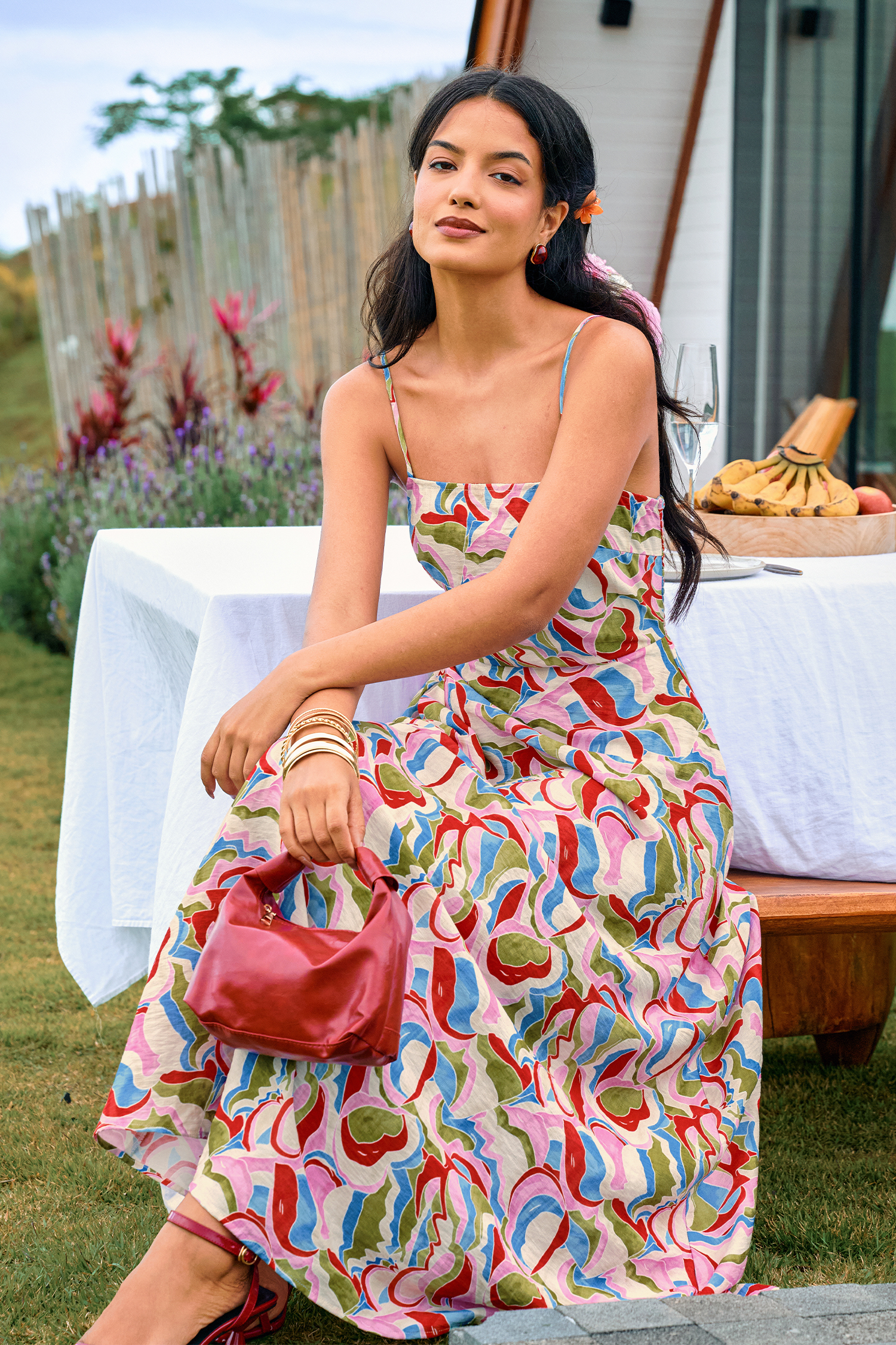 Virtual Paradise Abstract Maxi Dress