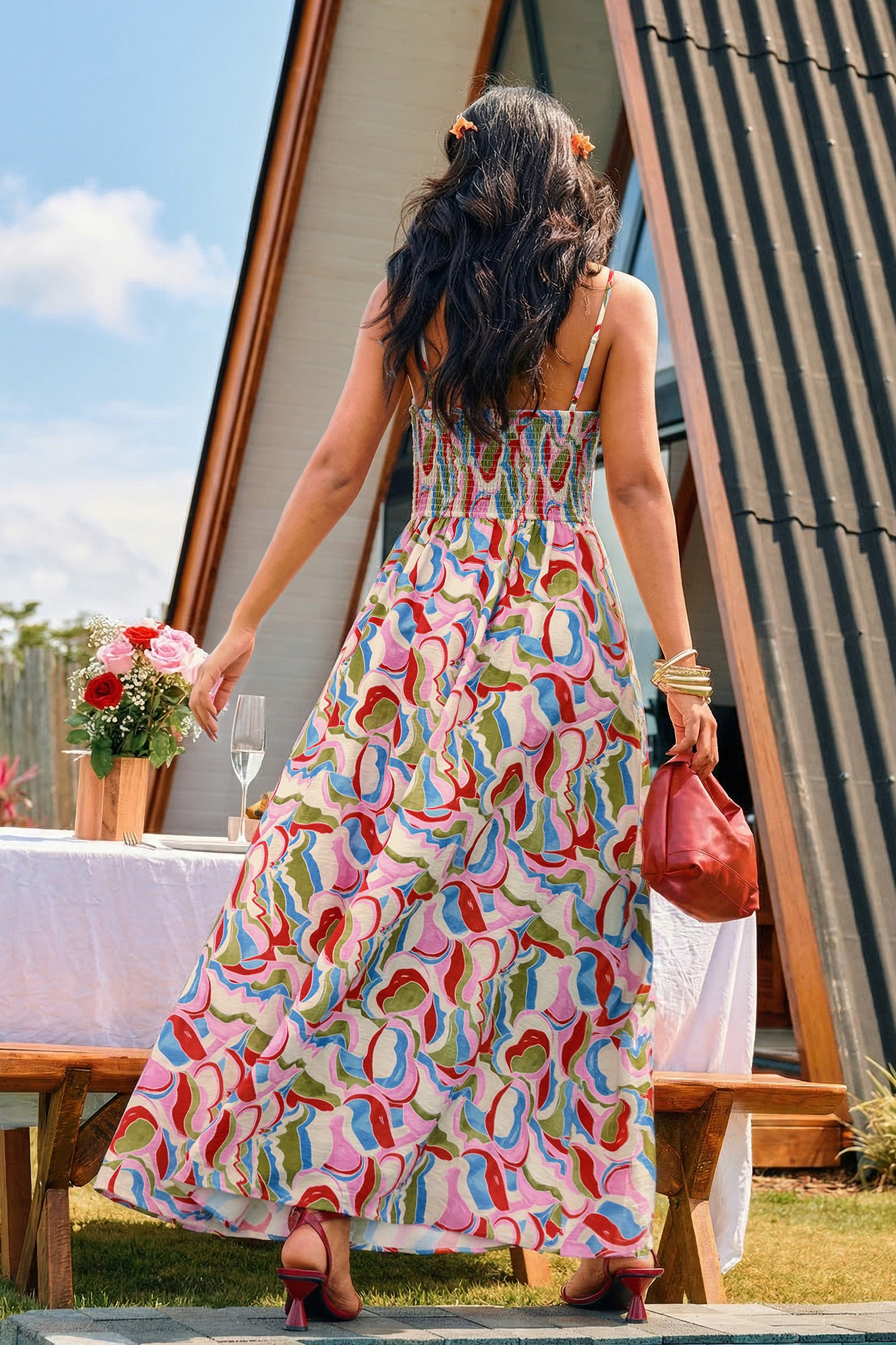 Virtual Paradise Abstract Maxi Dress