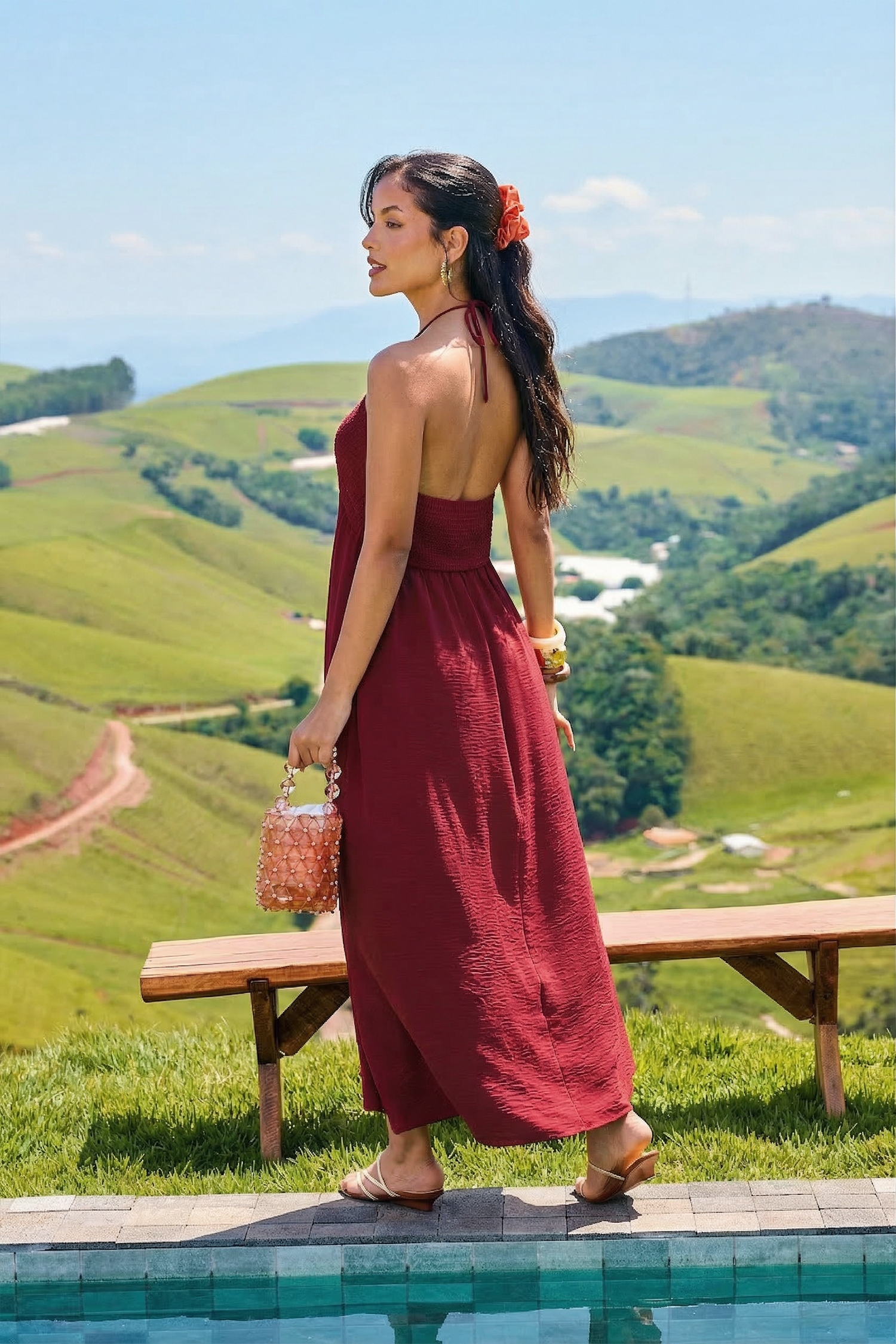 Abito lungo color vino  non bordeaux