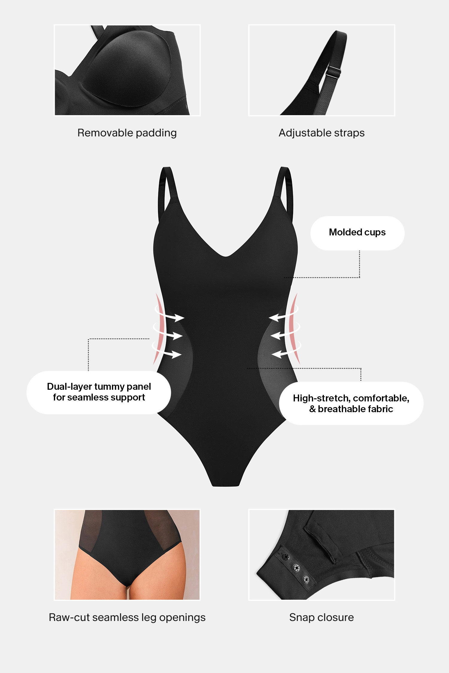 Super Bold Black Shapewear Bodysuit