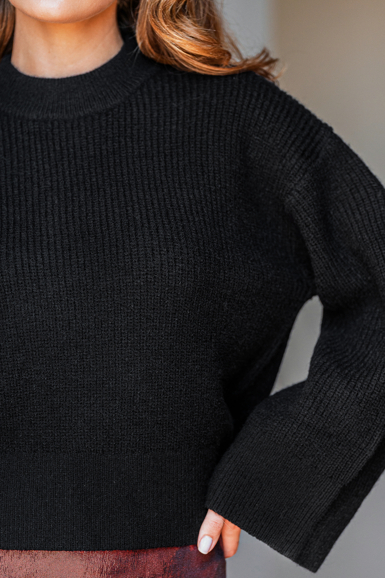 Pullover mit hohem Kragen und extra langen Ärmeln