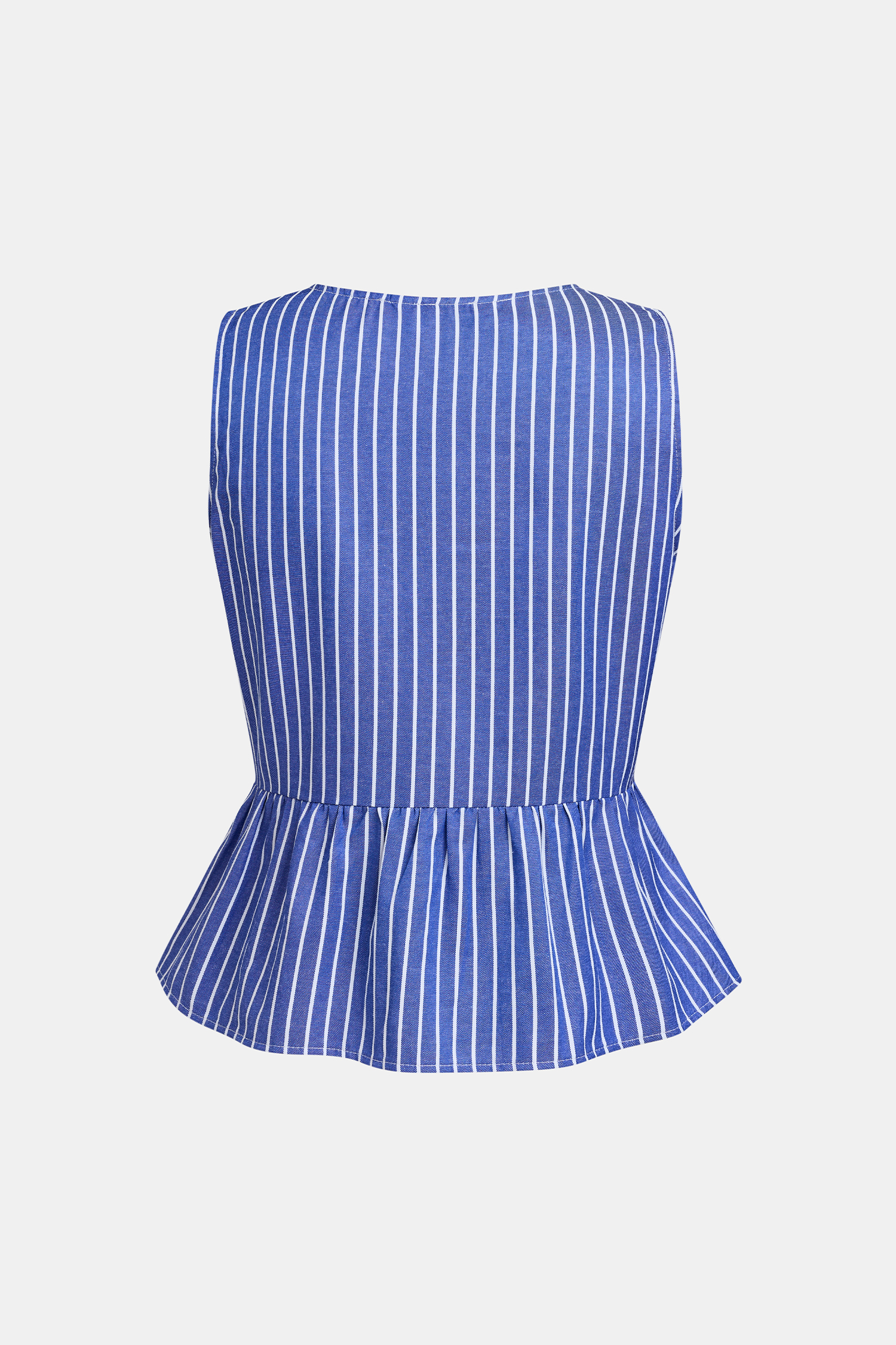 Blaues Ärmelloses Rundhals Top mit Peplum-Schnitt