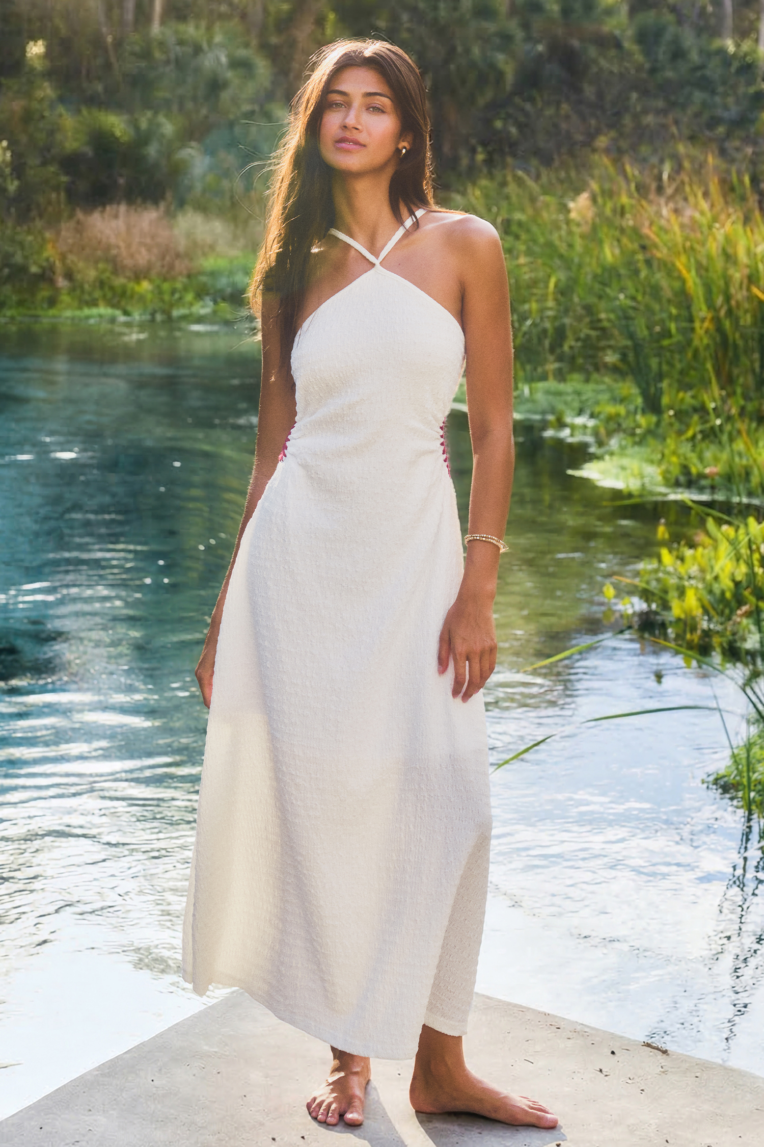 Tiki Terrace White Maxi Dress