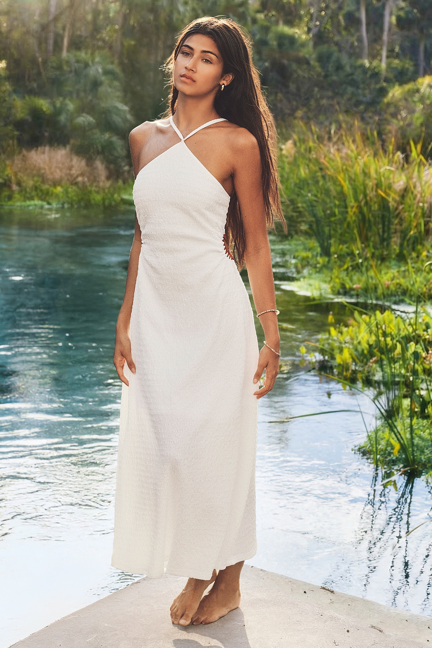 Tiki Terrace White Maxi Dress