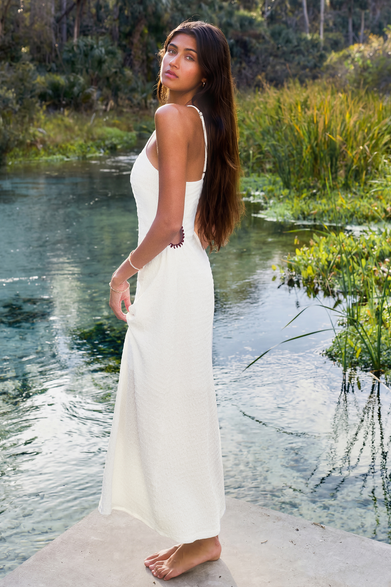 Tiki Terrace White Maxi Dress