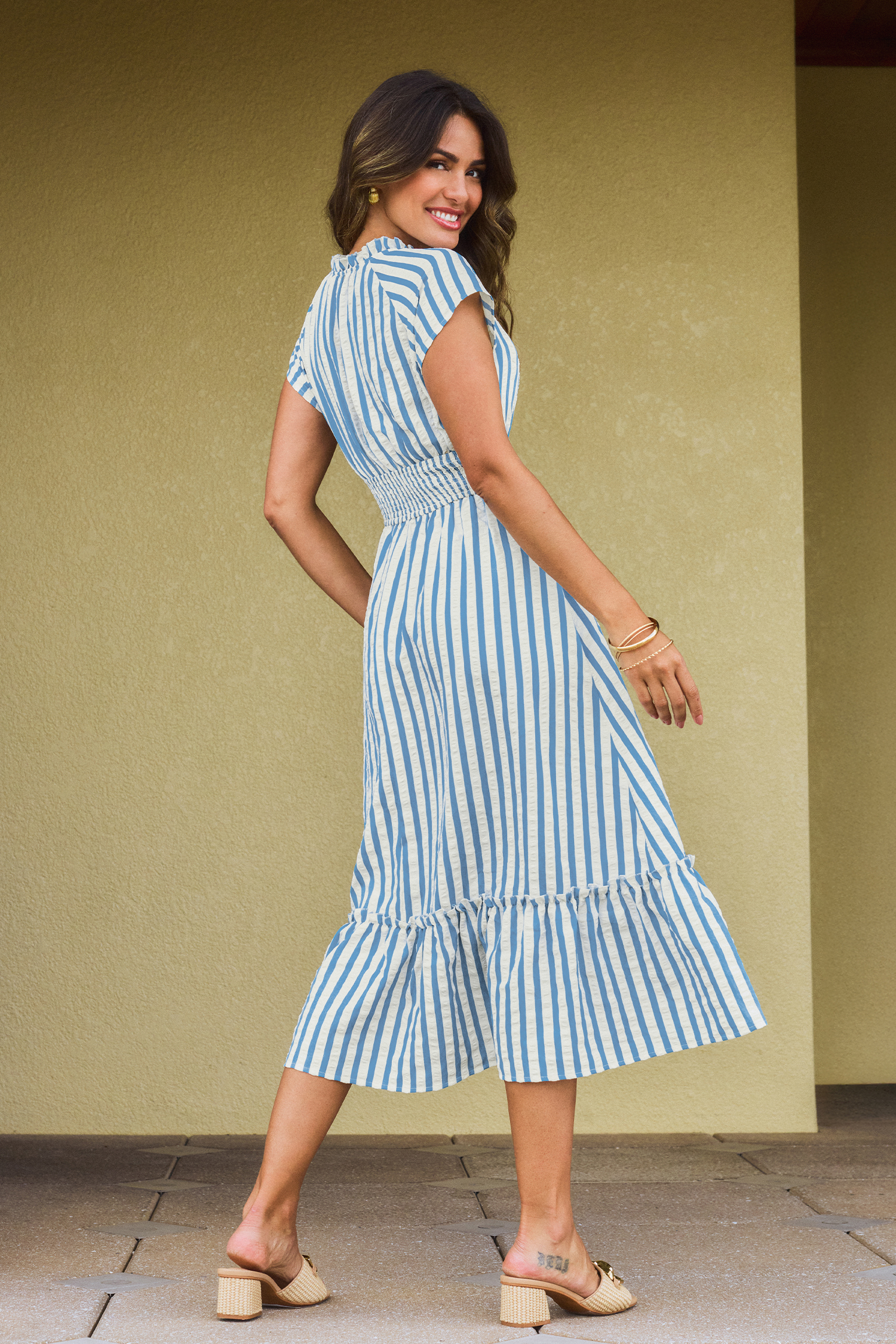 Sunset Cruise Striped Midi Dress
