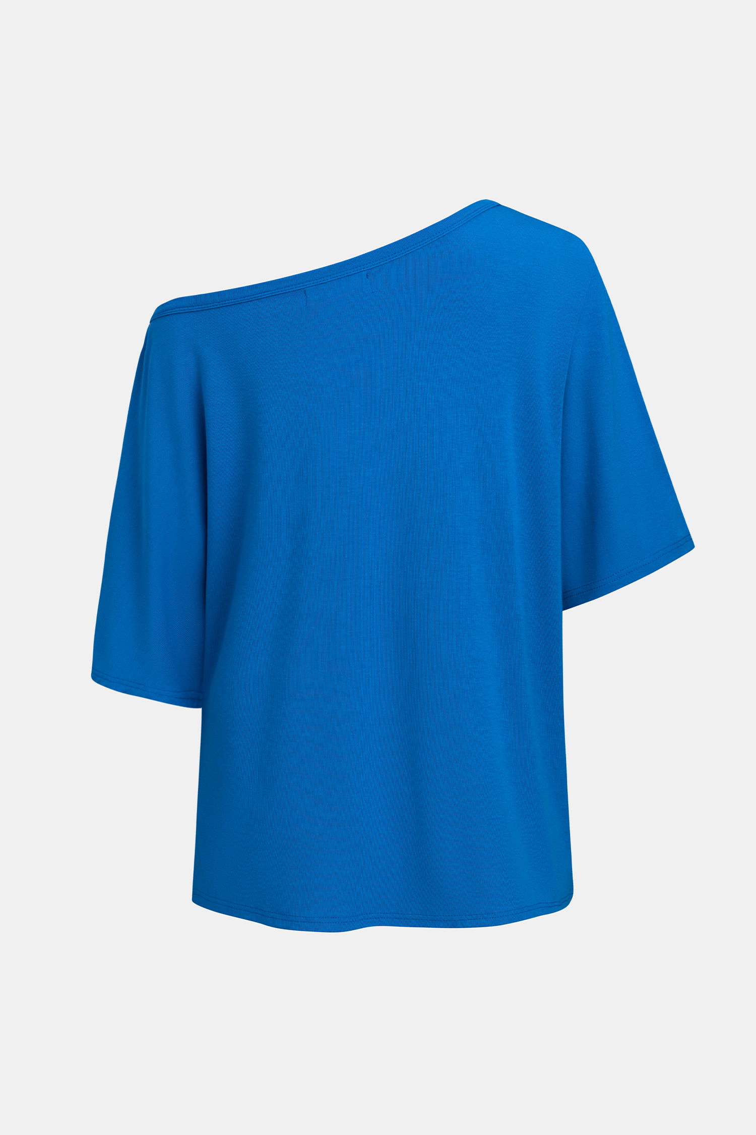 Blaues Kurzarm Asymmetrischer Lockeres T-Shirt mit Grafikprint