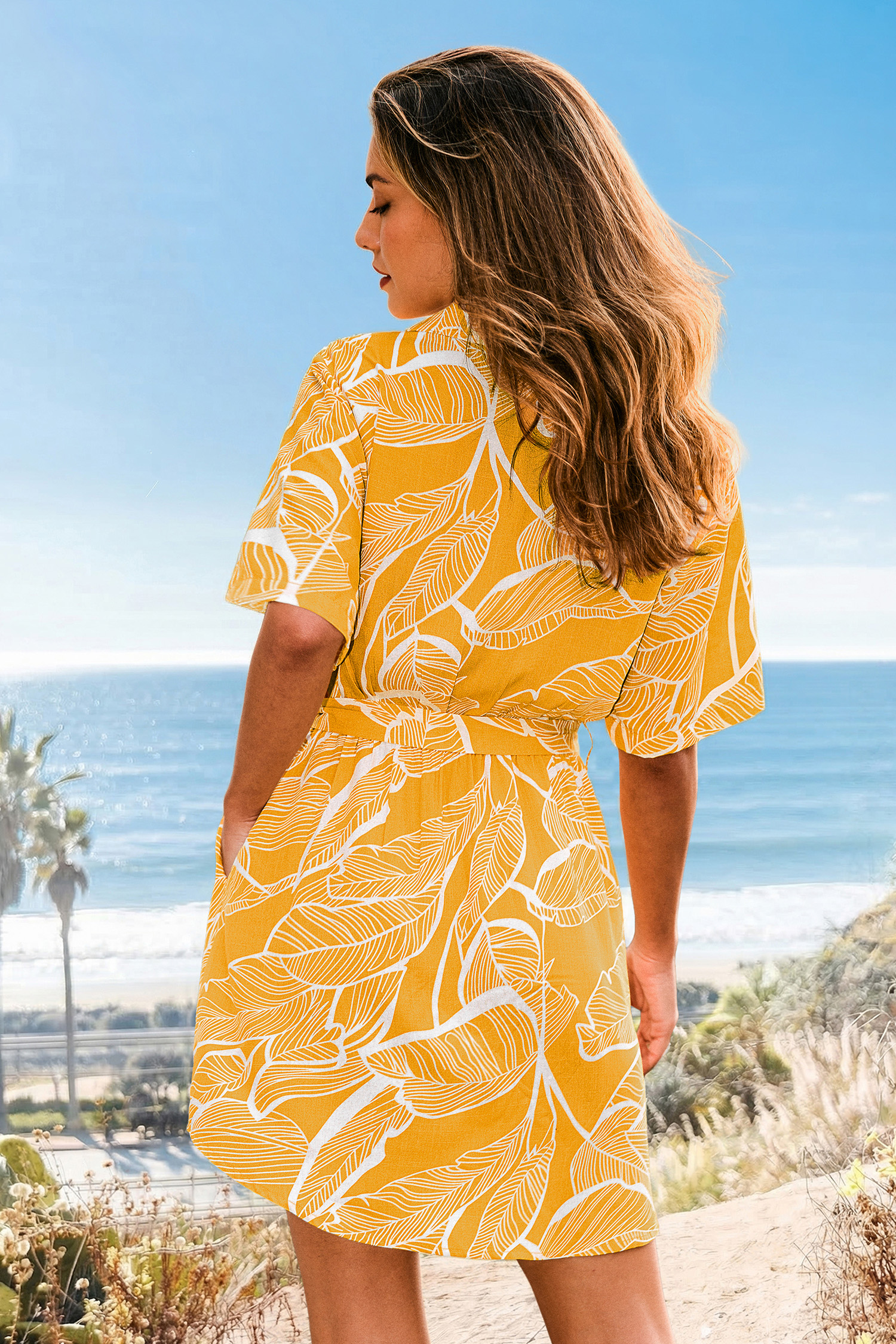 Soft Light Tropical Mini Dress