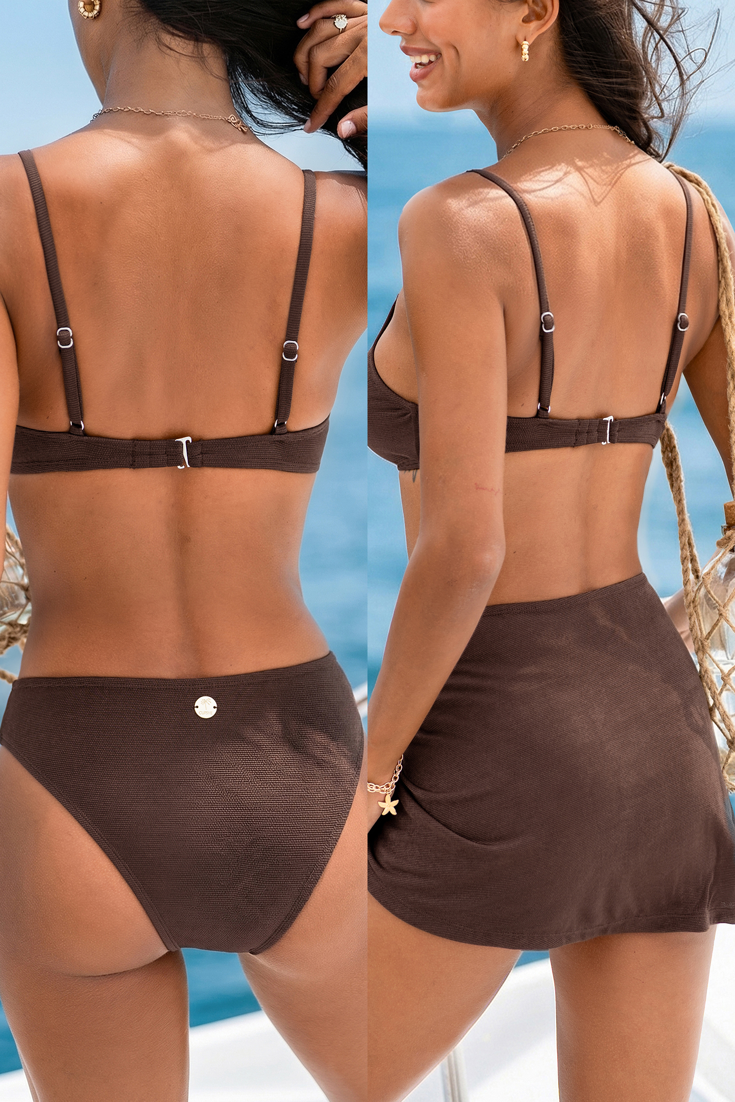 Tiger Lilly Brown 3-Piece Bikini Set