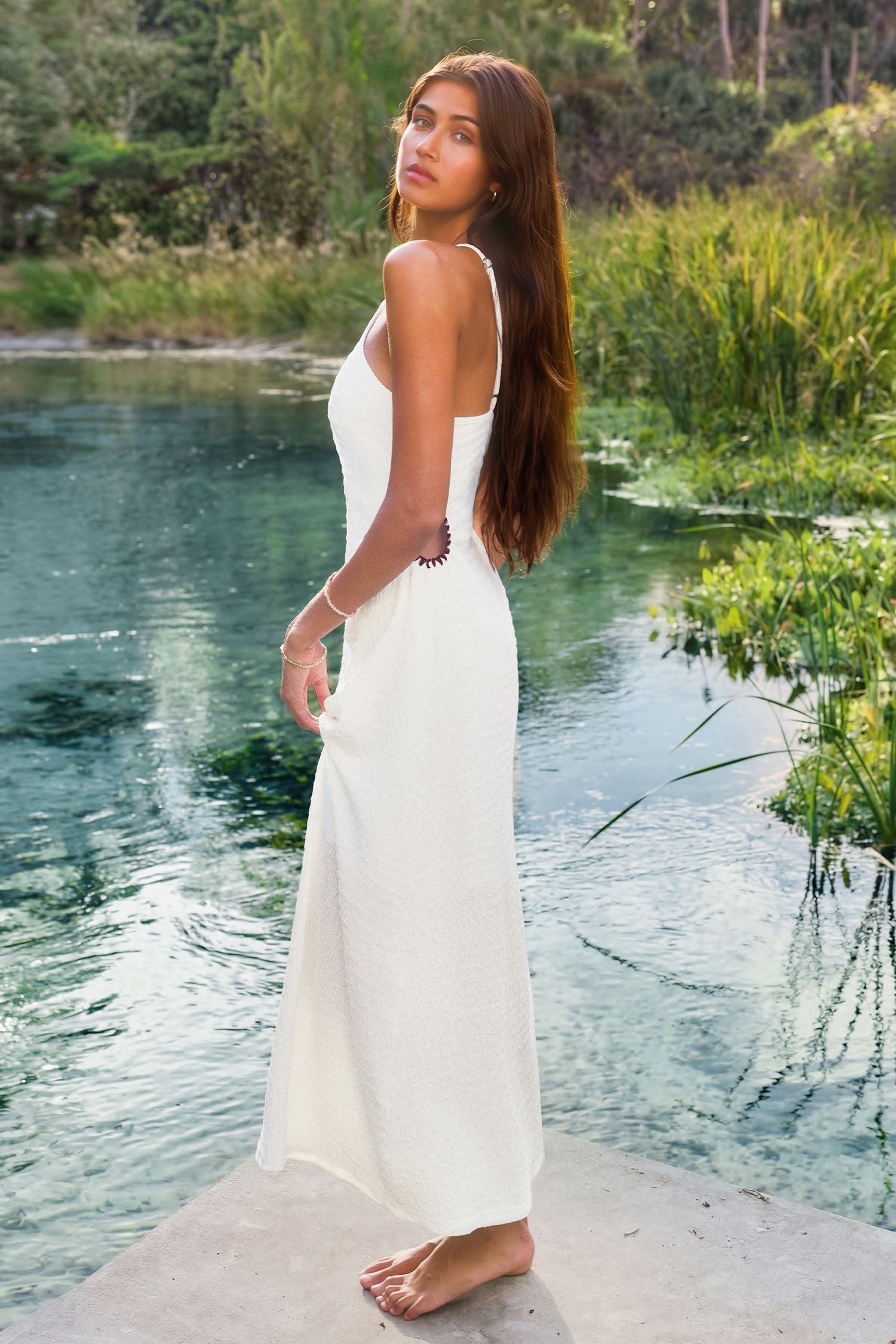 Tiki Terrace White Maxi Dress