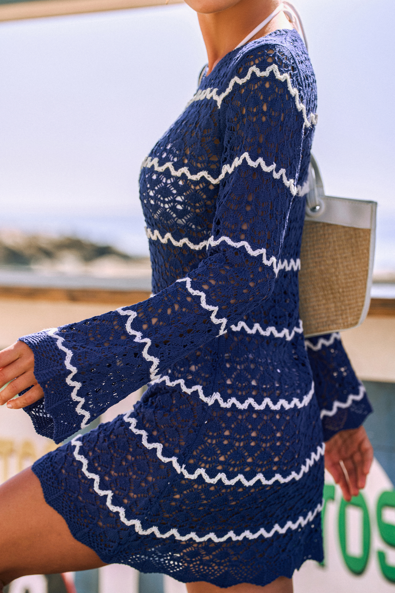 Independent Striped Cover-Up Mini Dress