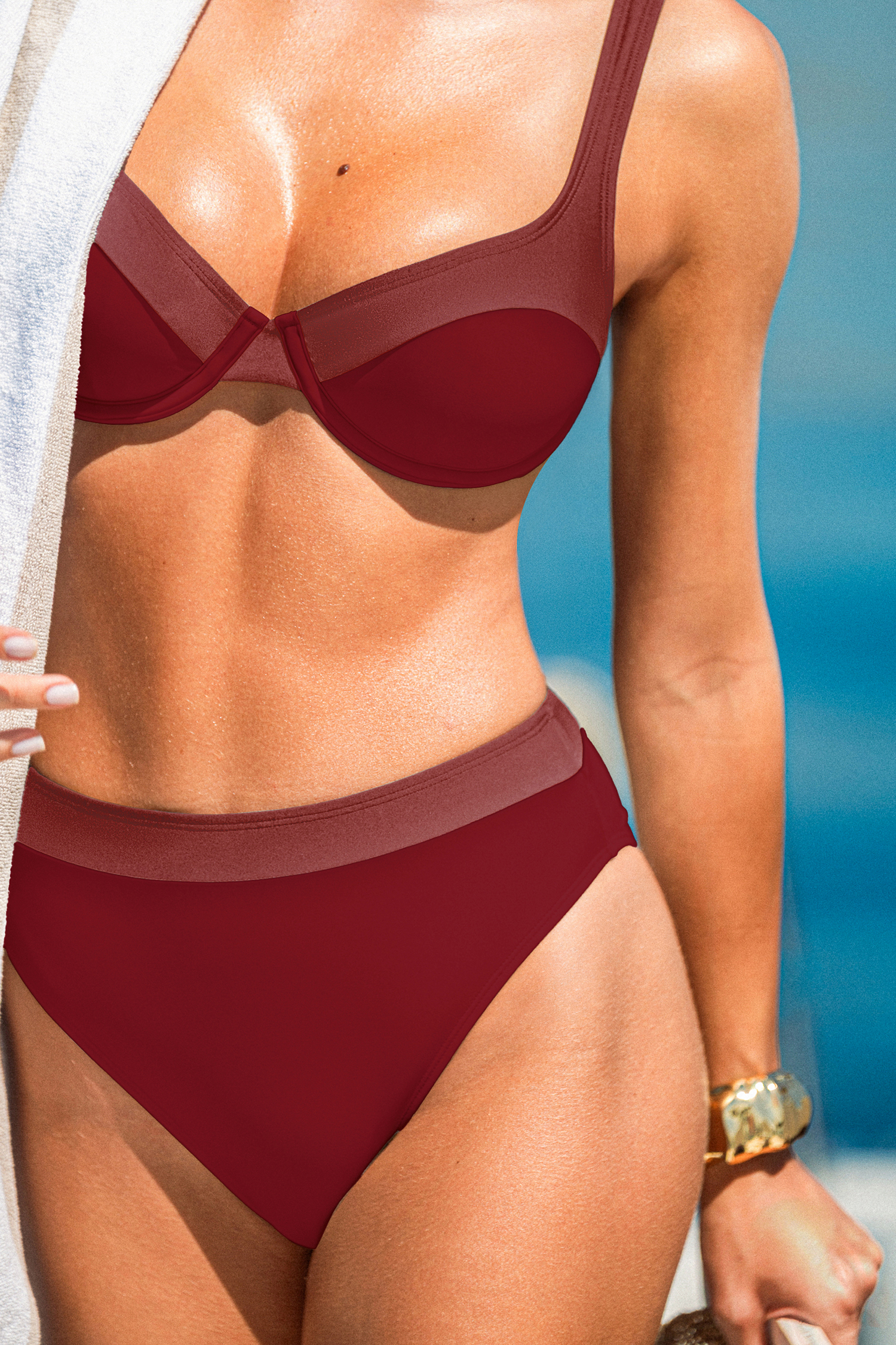 Conjunto de bikini rojo eclipse carmesí
