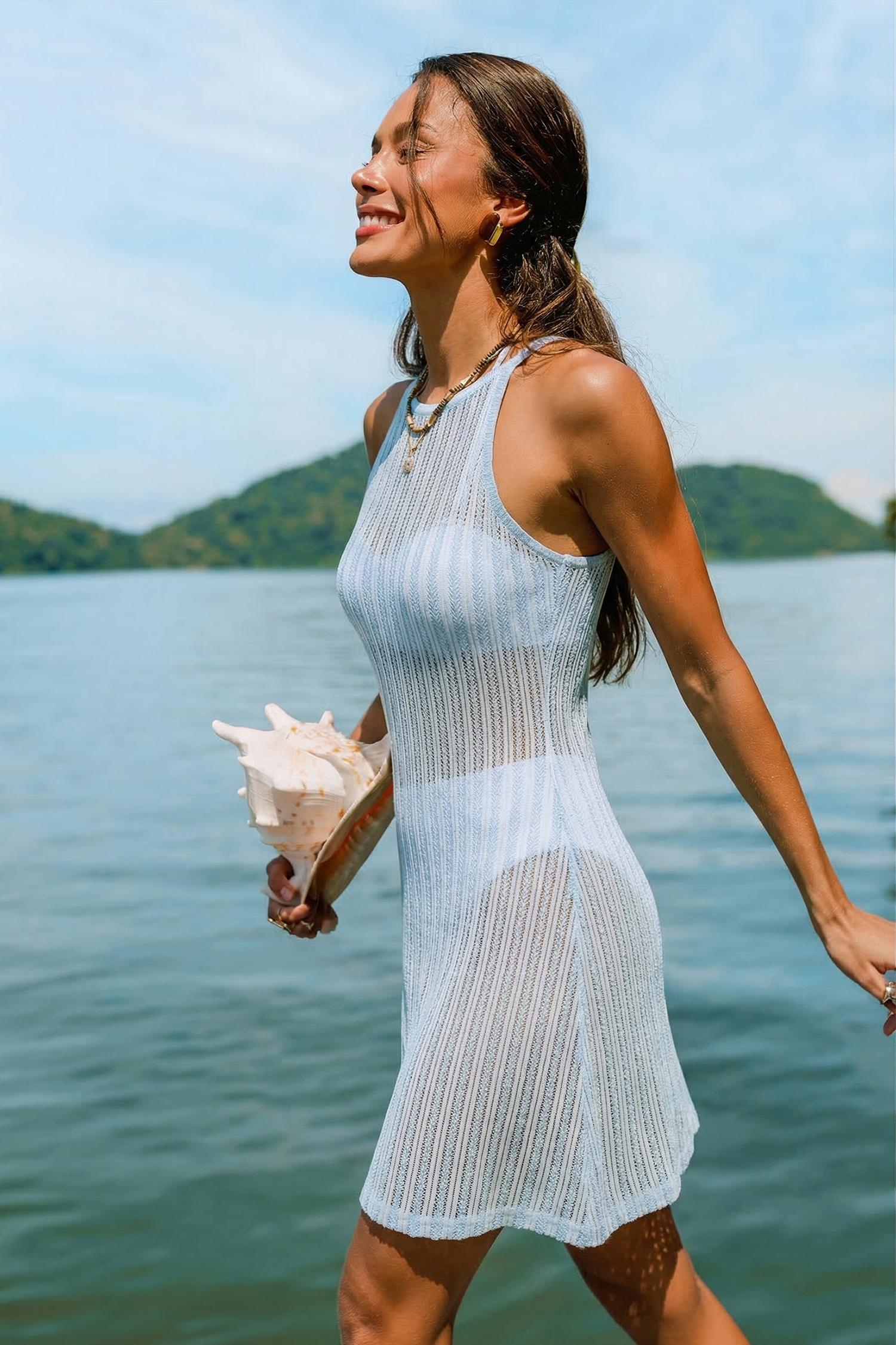 Periwinkle Hill blauwe cover-up minijurk