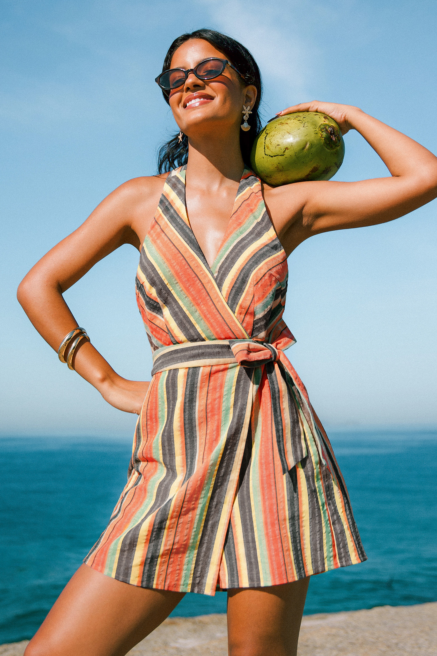 Honey Light Striped Romper