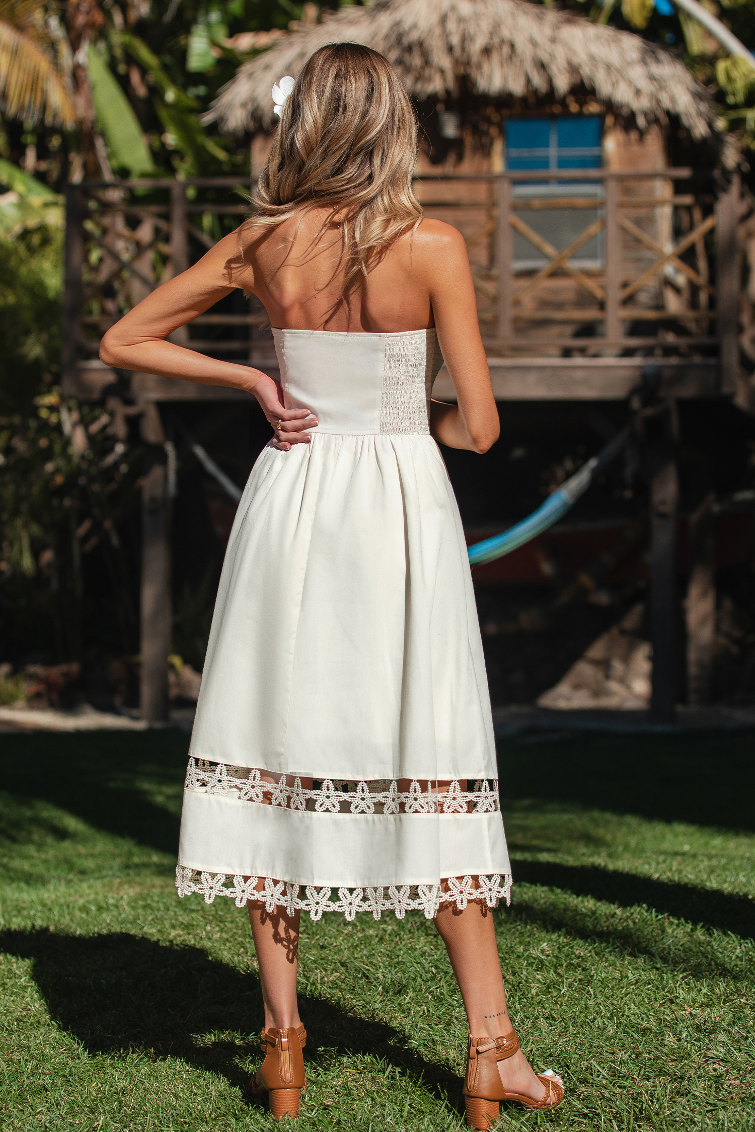 Vanilla Cream Beige Midi Dress