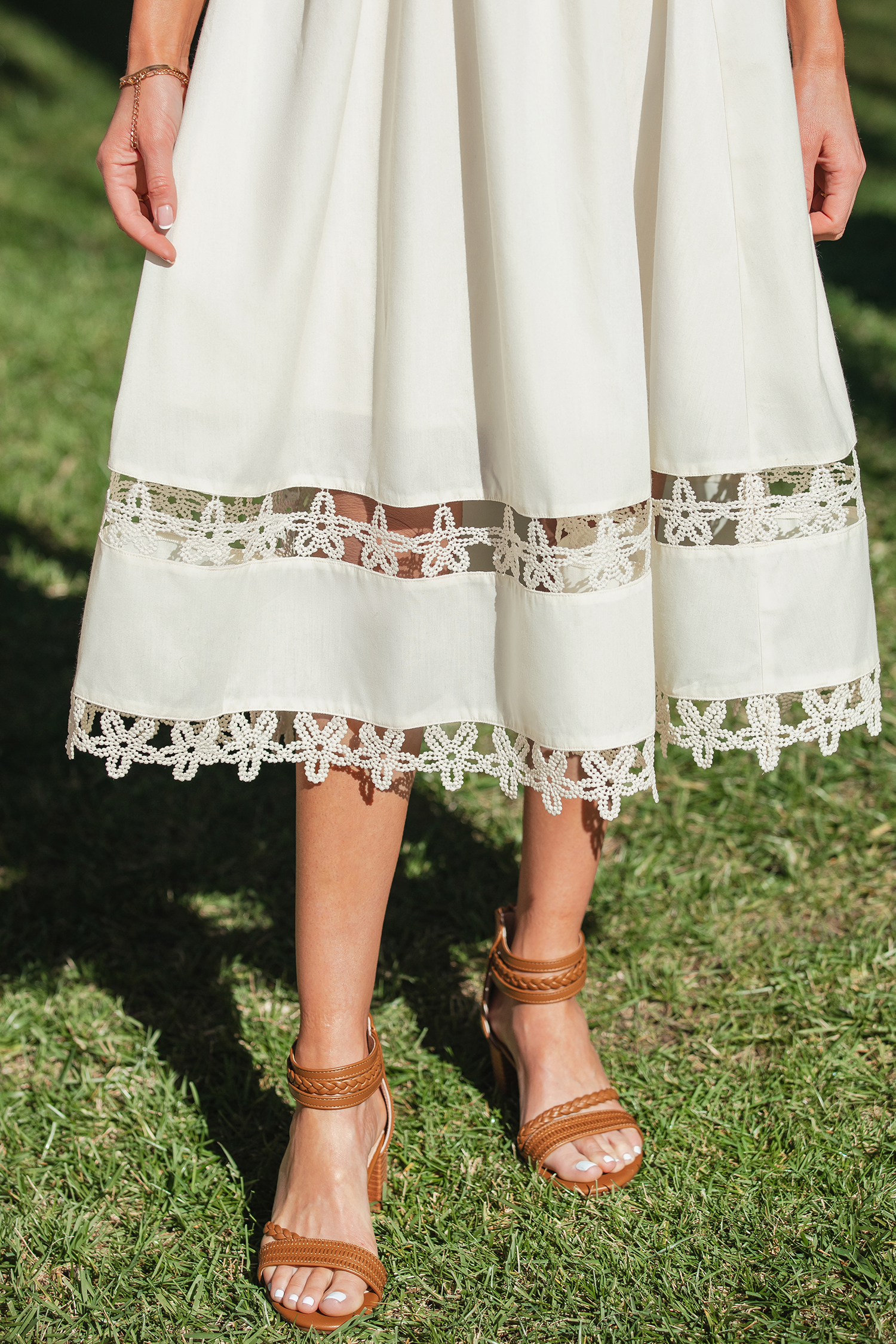 Vanilla Cream Beige Midi Dress