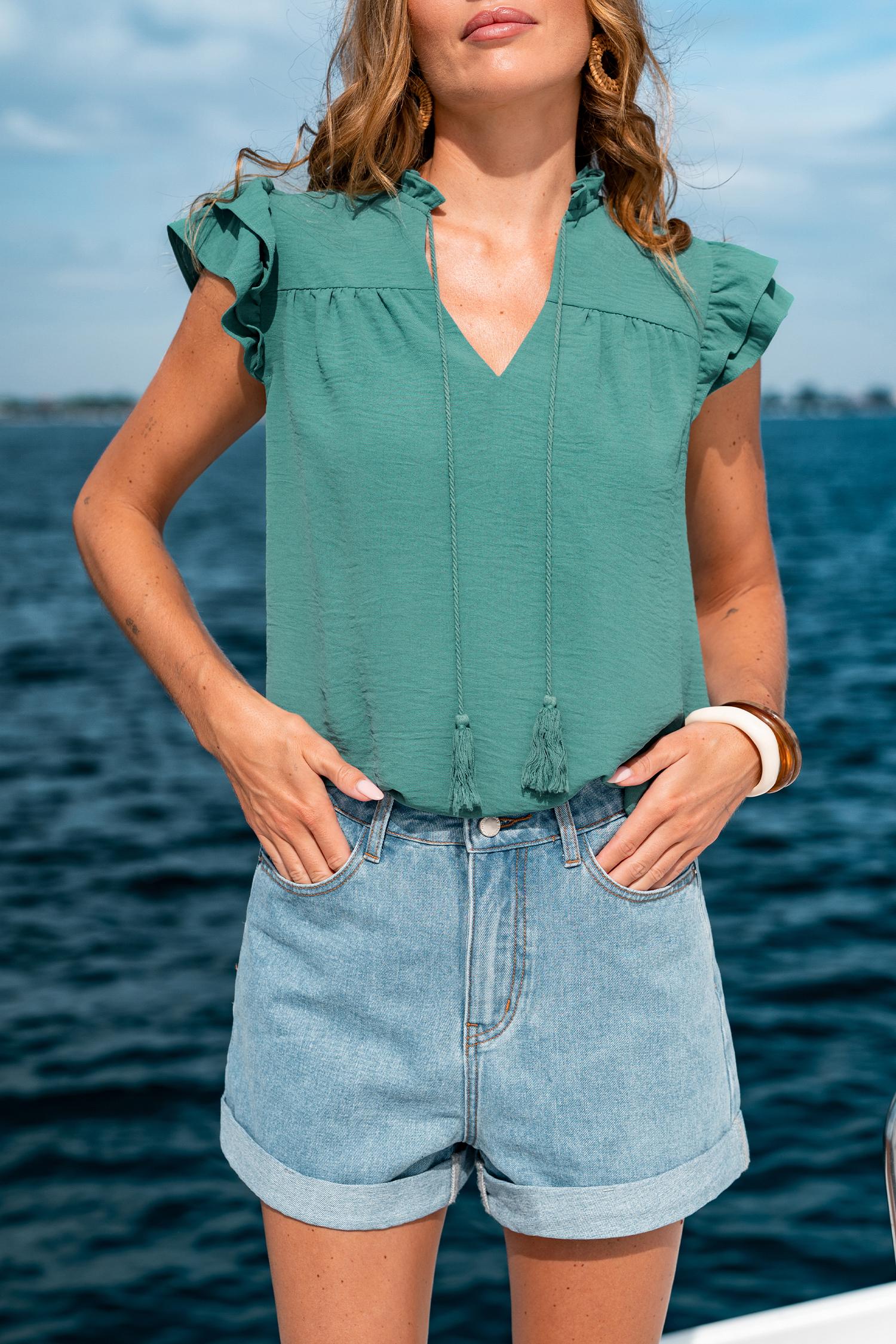 Stay for Sunset Green Top