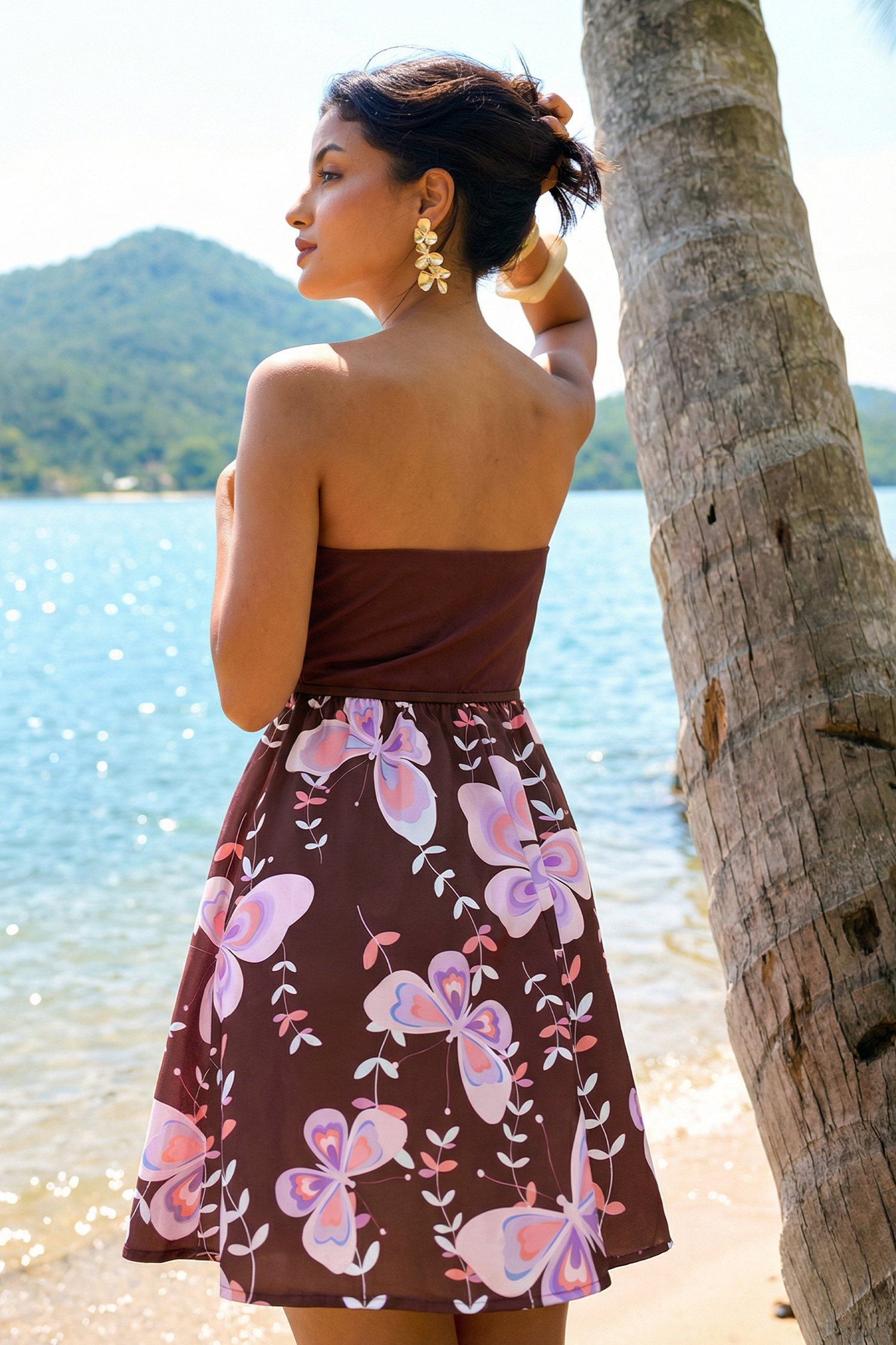 Braunes Herzausschnitt Cocktailkleid