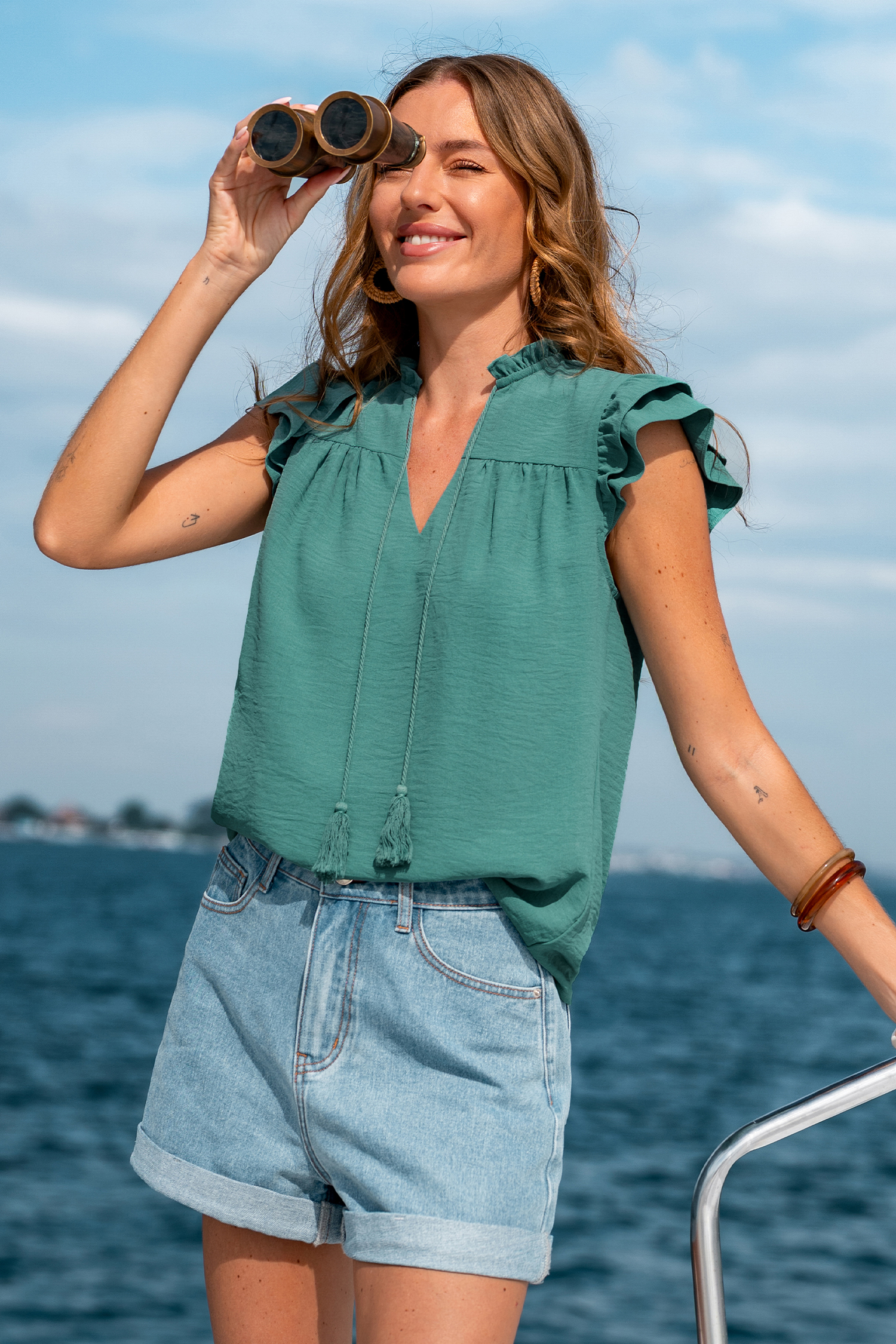 Stay for Sunset Green Top