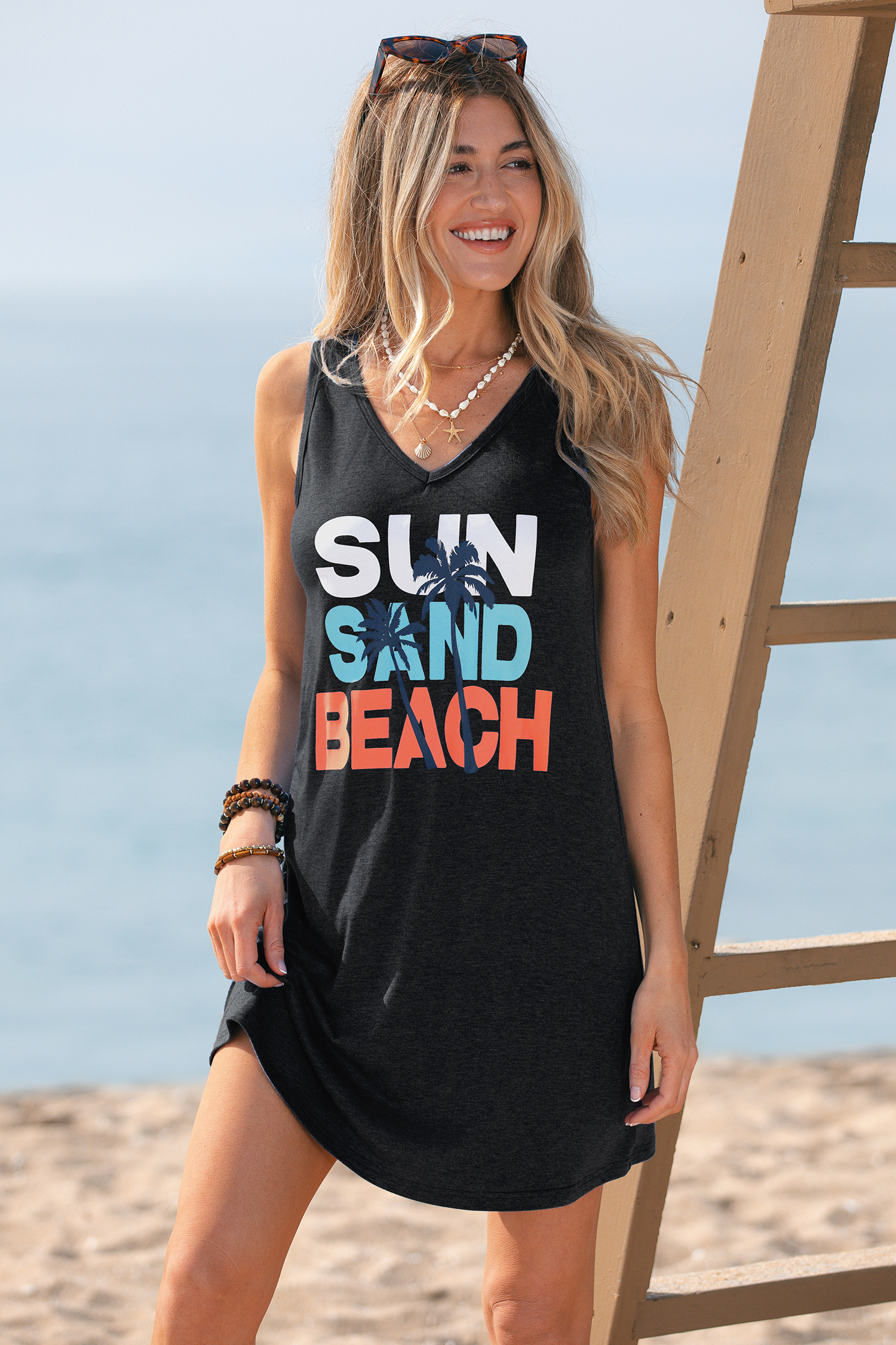Sun Sand Beach Graphic Mini Dress