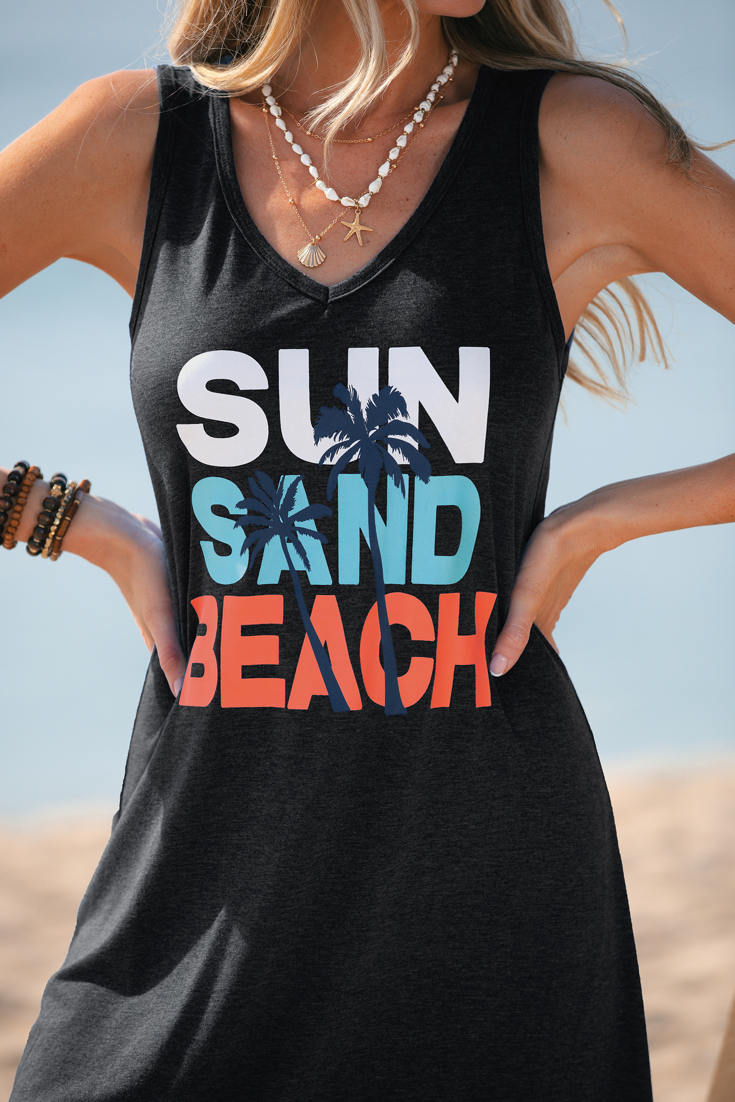Sun Sand Beach Graphic Mini Dress