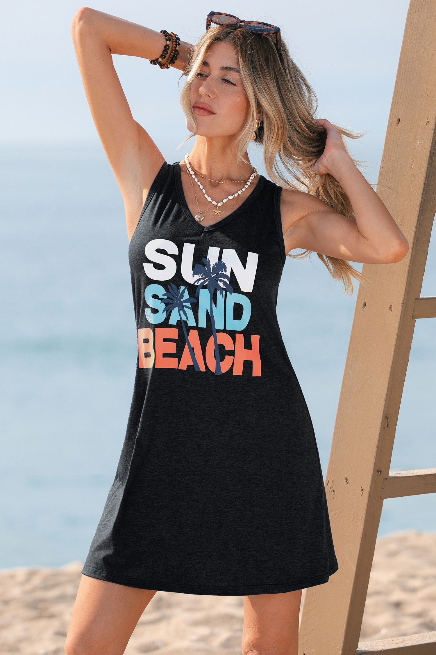 Sun Sand Beach Graphic Mini Dress