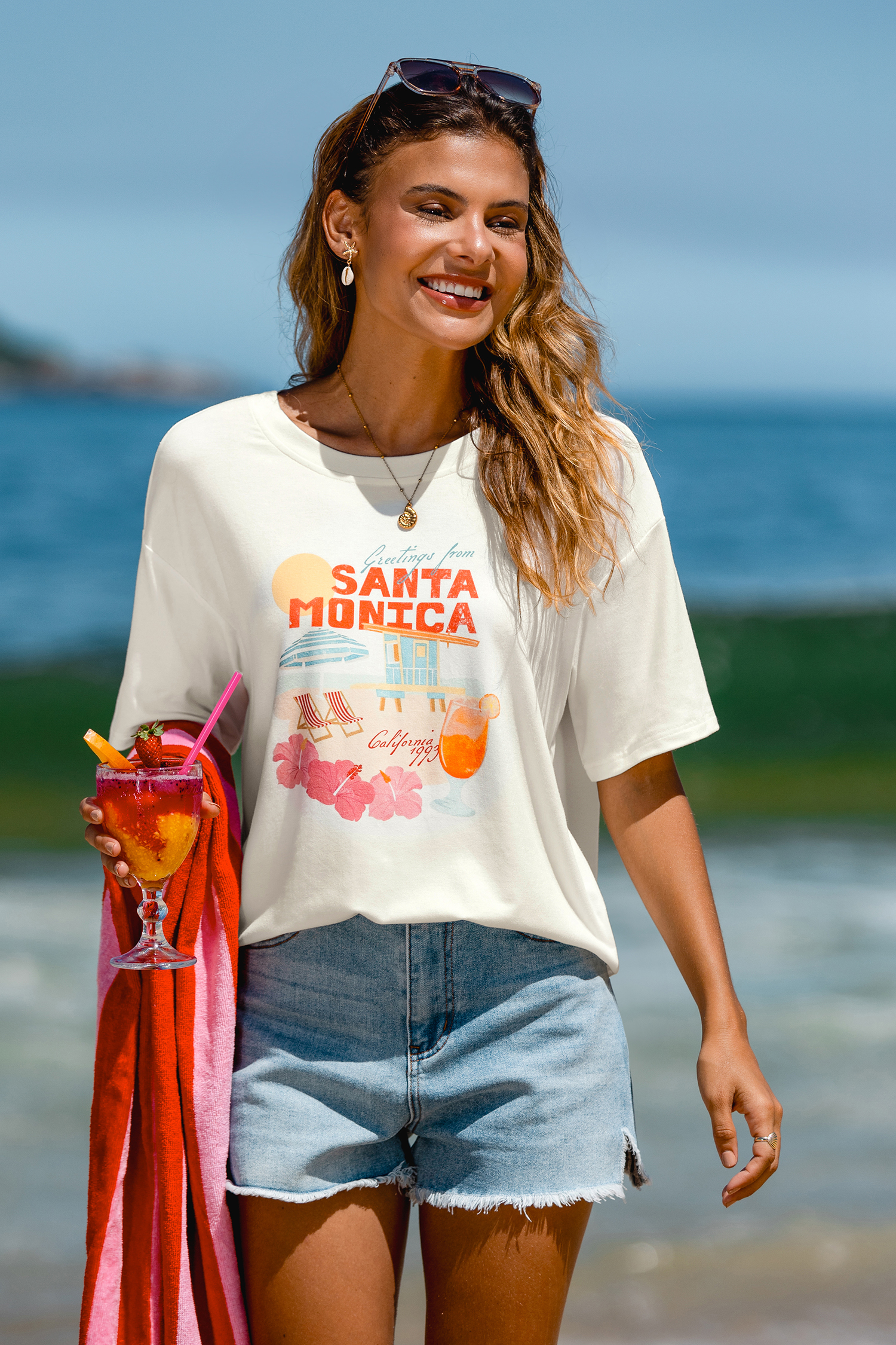 Weißes T-Shirt mit Grafik-Print