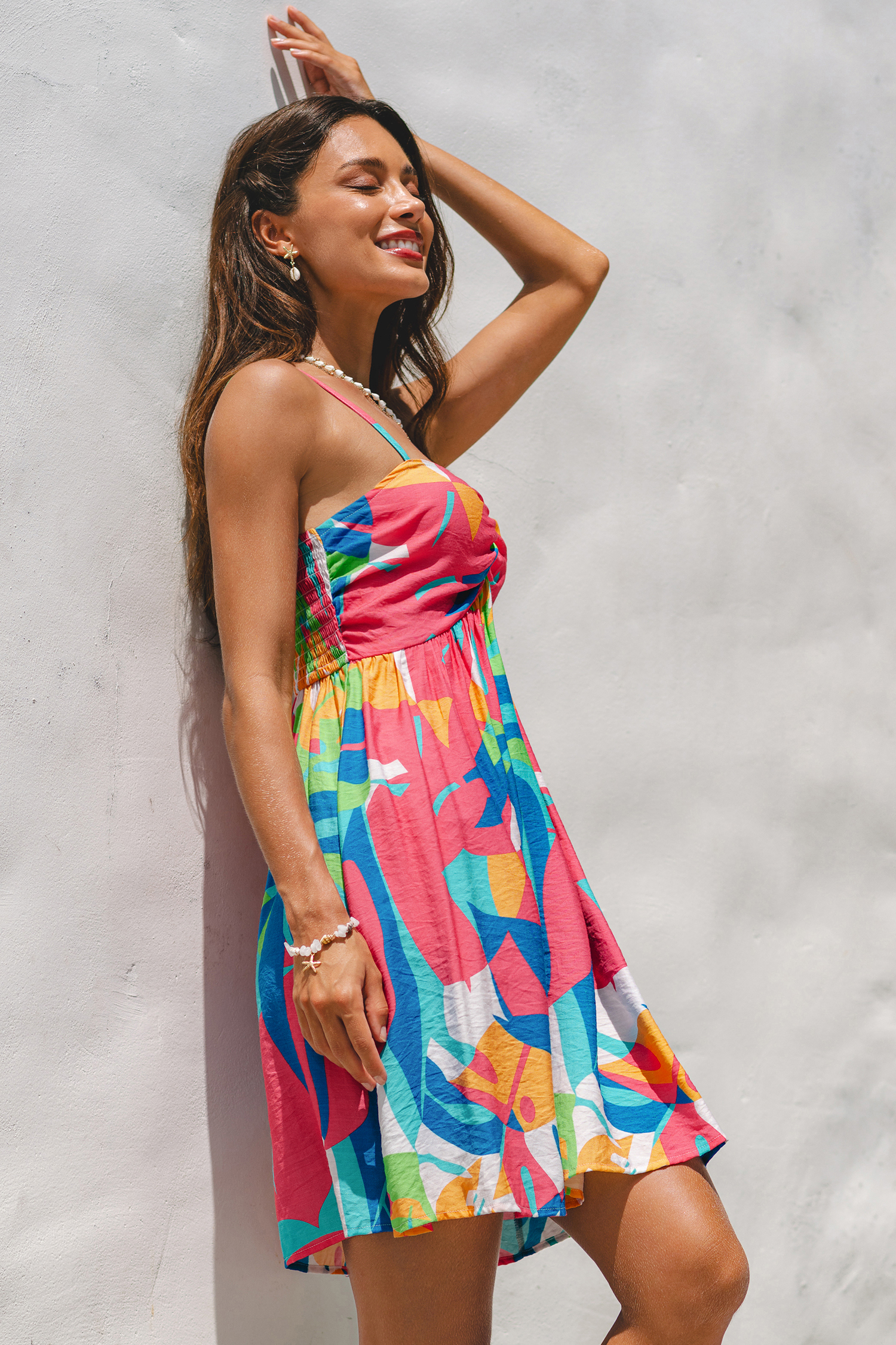 Robe courte col cœur multicolore