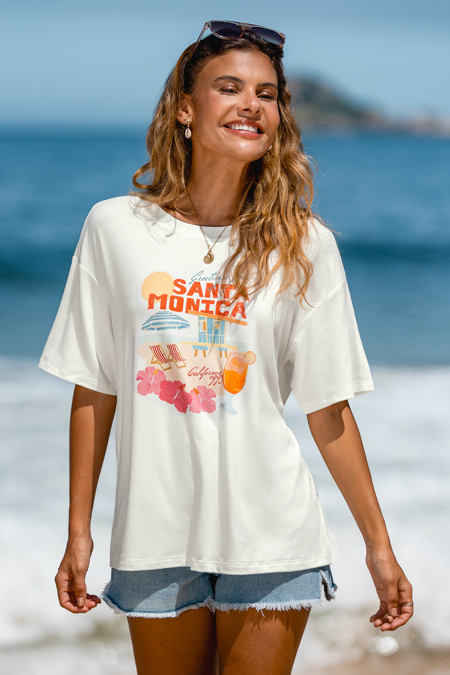 Weißes T-Shirt mit Grafik-Print