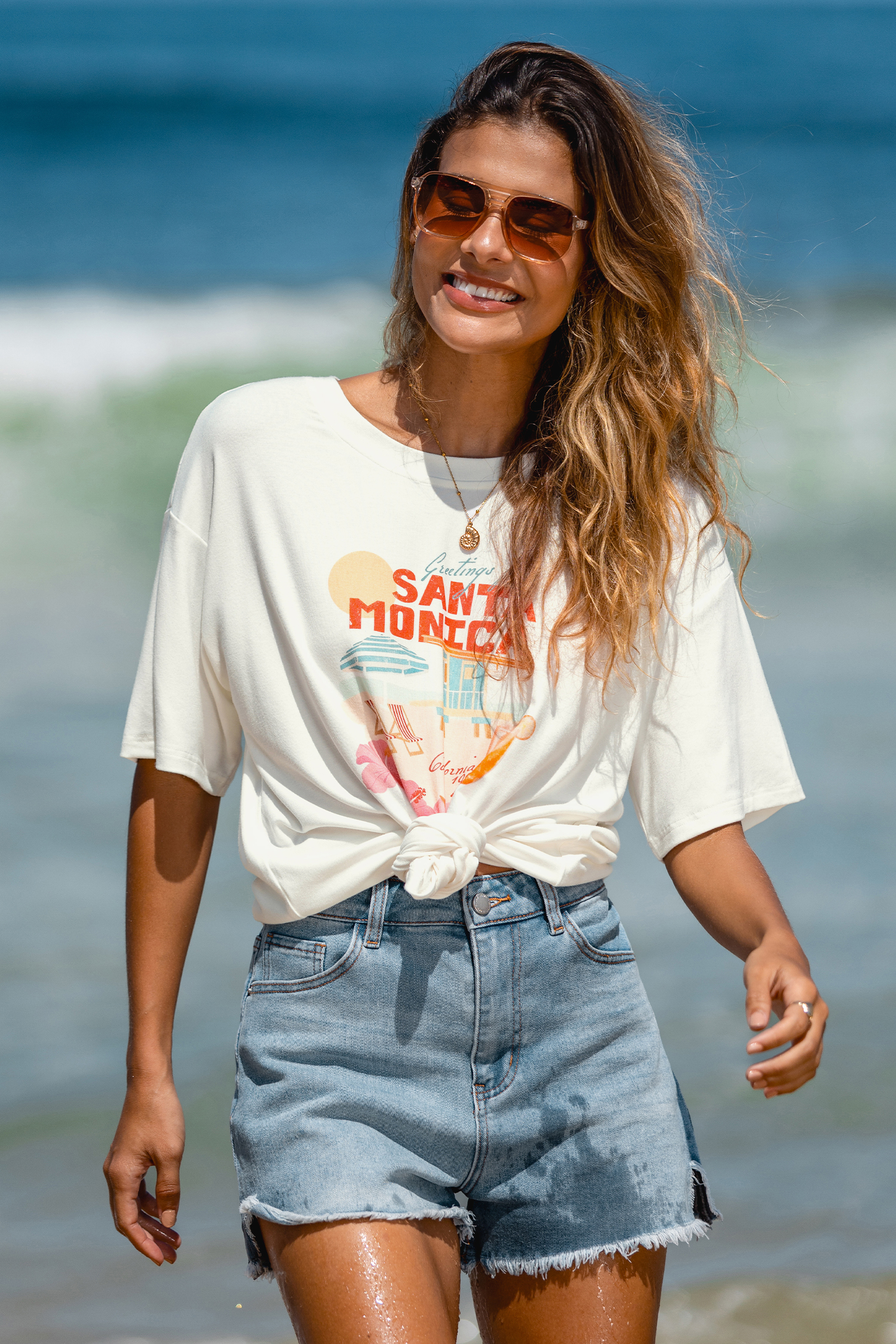 Weißes T-Shirt mit Grafik-Print