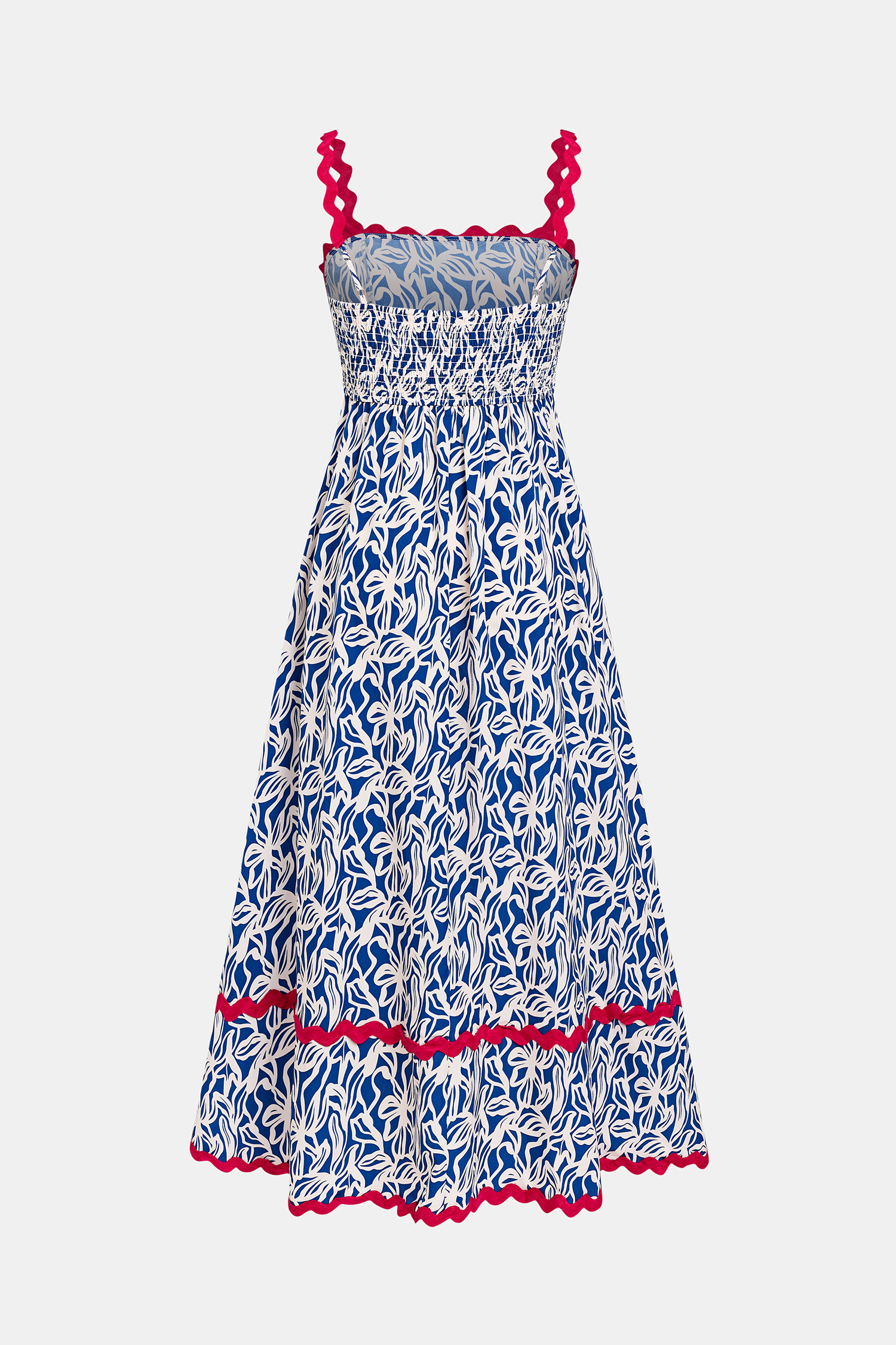 x Camille Robe longue bleue florale col carré sans manches