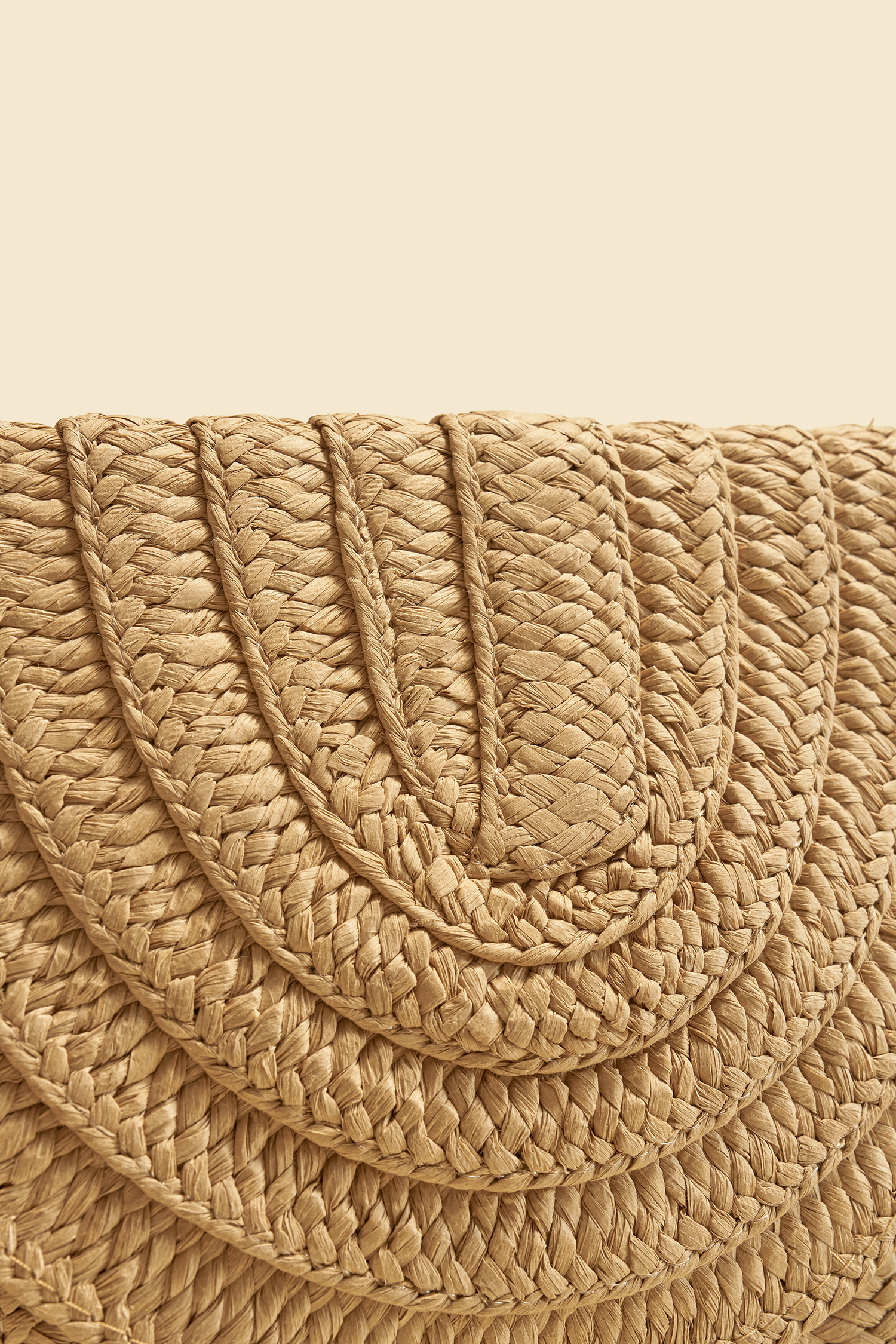 Khakifarbene Stroh-Strandtasche