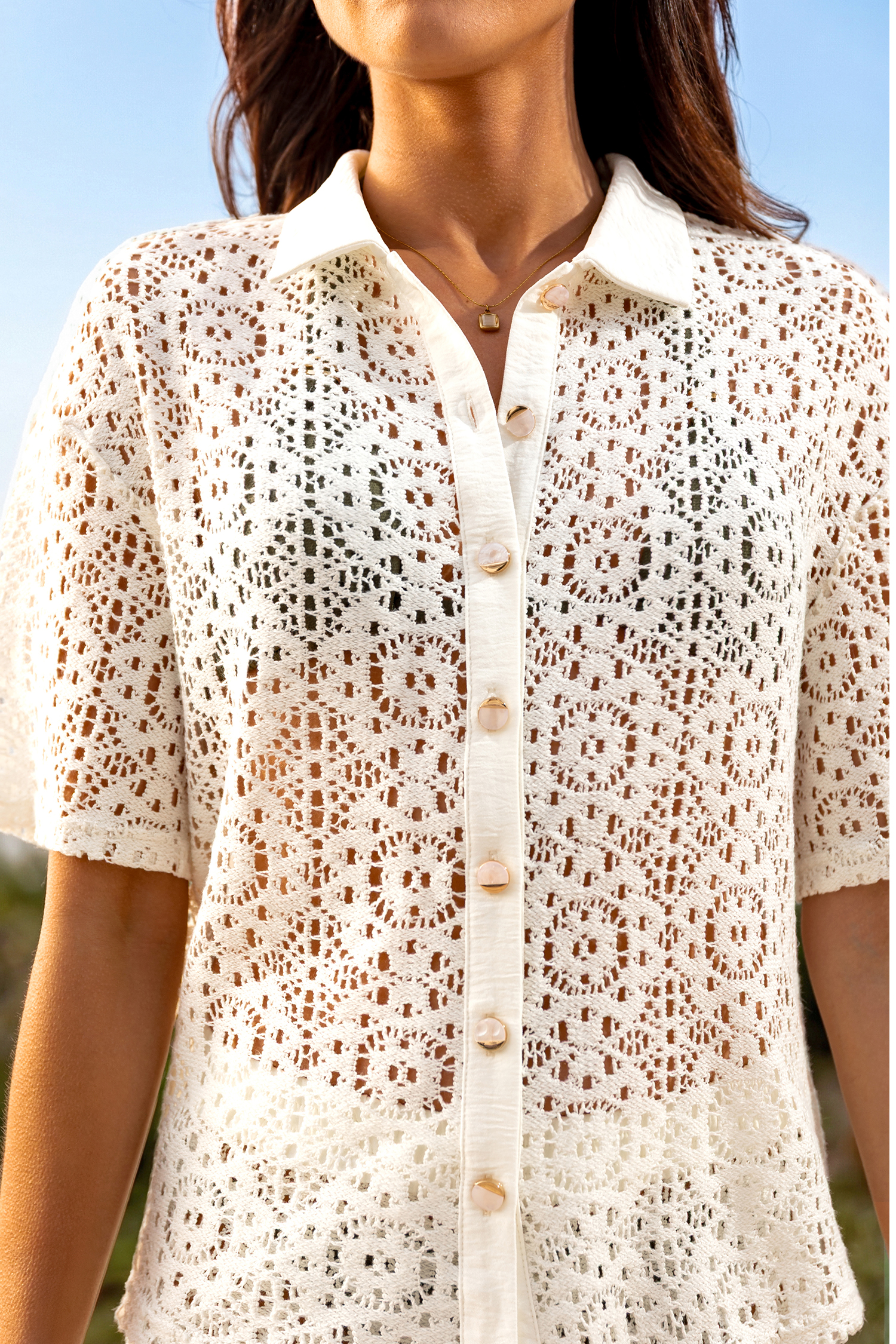 x Diane Haut de plage col chemise à boutons