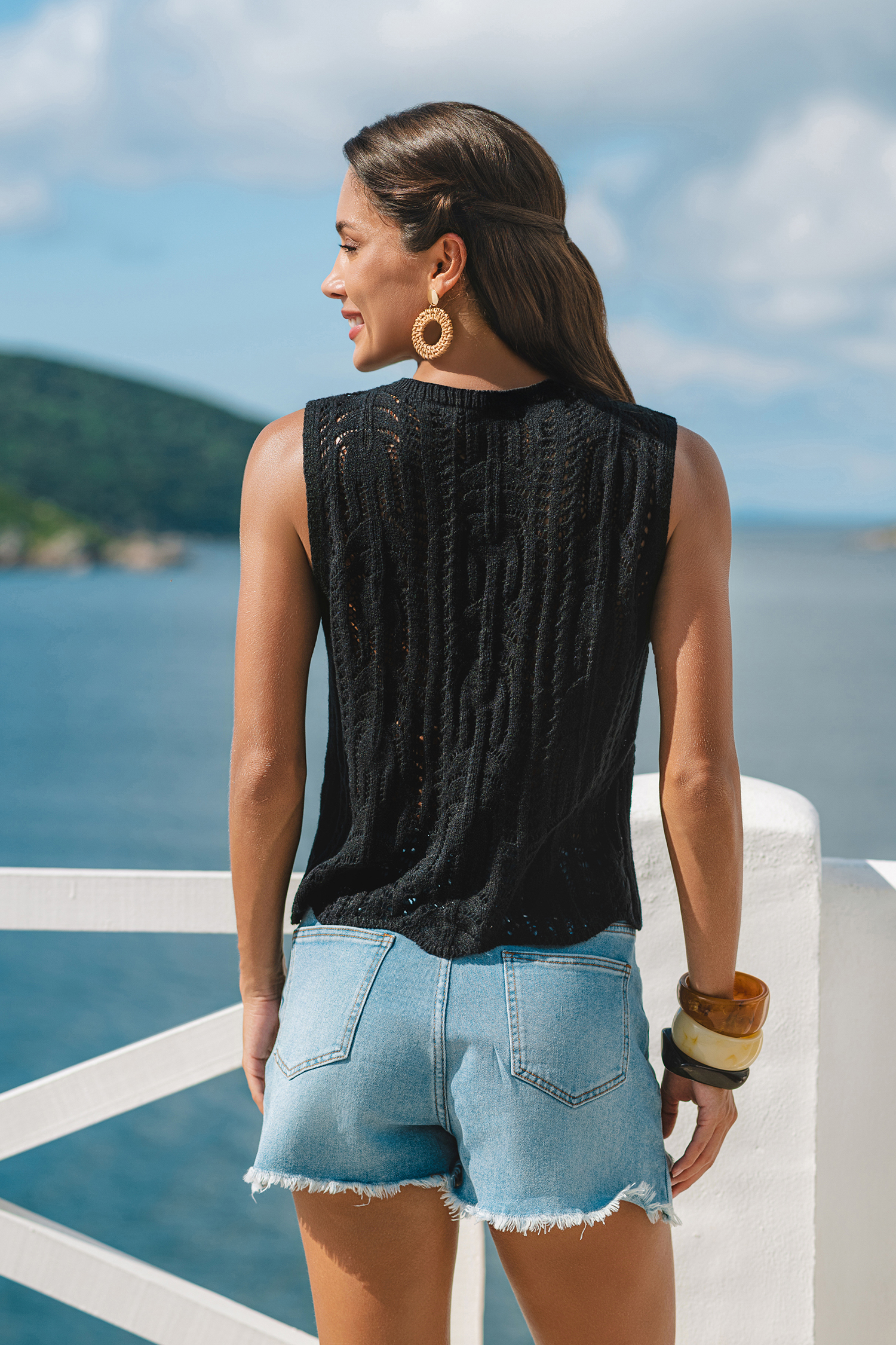 Out the Door Black Cover-Up Top